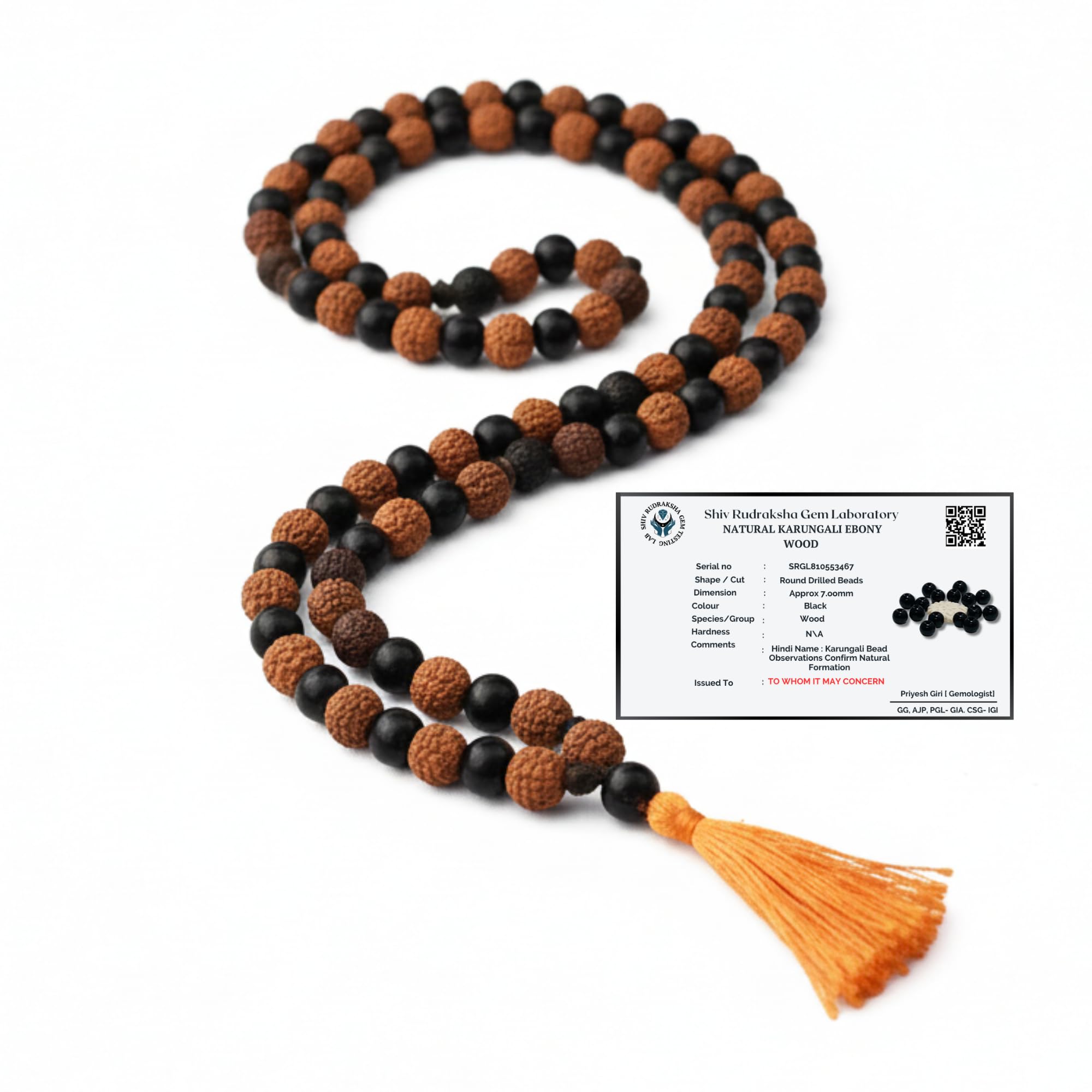 Original Karungali Rudraksha 108 Beads Mala with Tassel | Spiritual Meditation Jap Mala | Natural Karungali & Rudraksh Beads for Mantra Chanting, Yoga & Pooja | Unisex