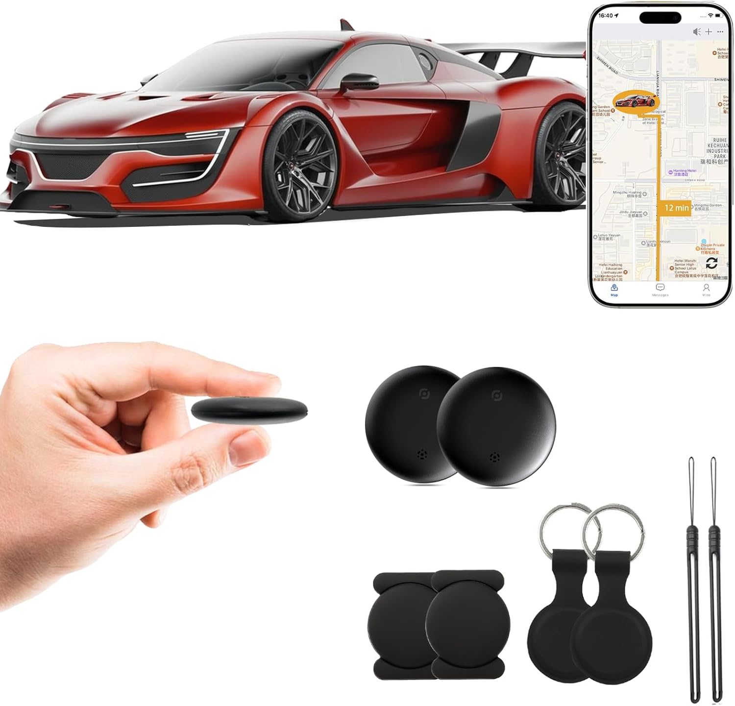 GPS Car Tracker for Vehicles for Android Strong Magnetic, No Monthly Fee, Waterproof, 365-Day Battery, Mini & Hidden Vehicle Tracker