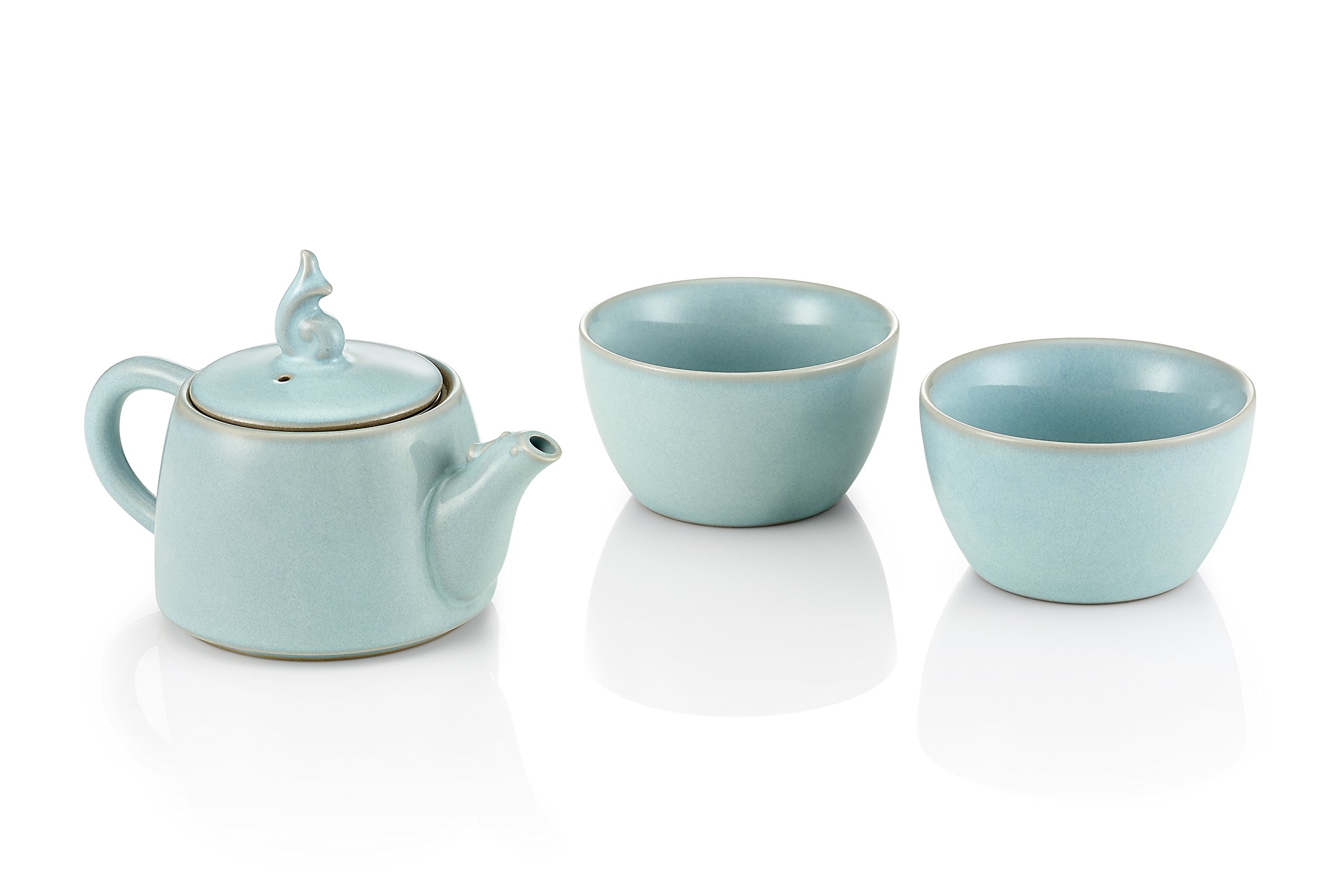 TEA SOUL "Ru Ware Porcelain Teapot with 2 Cups, Light Blue, 200 ml