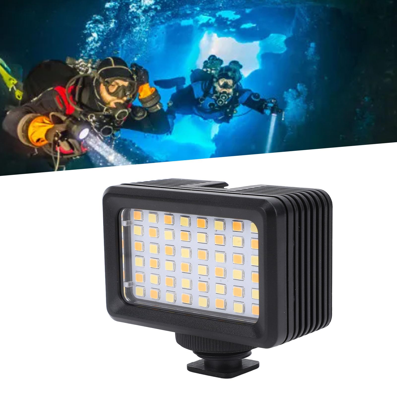 Unterwasserkamera-Licht, 48 Stück LED-Perlen, 130 Fuß, 2500 Bis 9000 K, Wasserdichtes Tauch-LED-Videolicht mit Adapter und Kaltschuh-Schnittstelle, PC-Gehäuse für