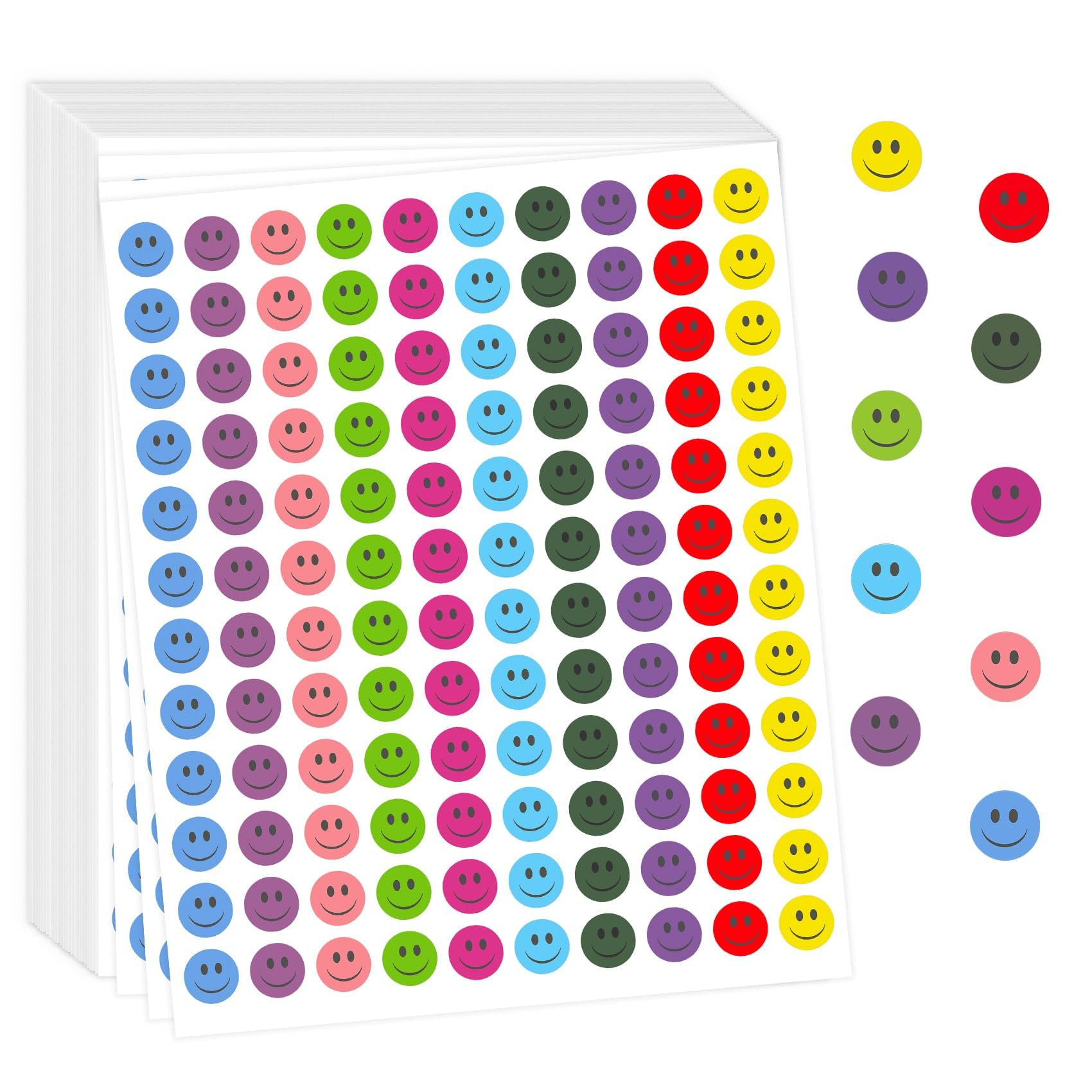 6000 PCS Smiley Face Stickers Small Happy Face Stickers 10 Color Emoji Reward Well Done Sticker for Children Incentive Sticker for Teachers Behavior Chart Student Motivation