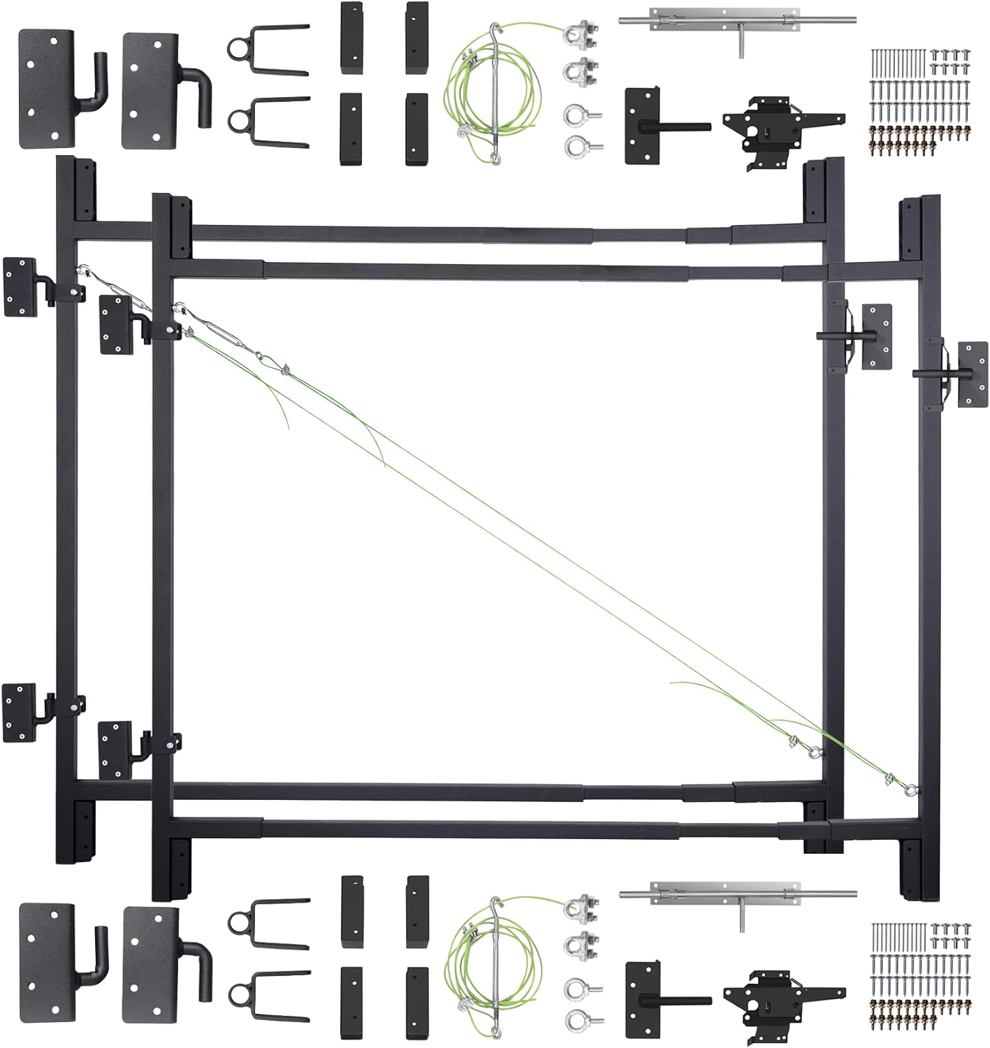 Fence Gate Kit, Heavy Duty Anti Sag Gate Fits Openings of 36" - 72", Gate Hardware Kit for Wood Fence, Black 2 PCS 2 PCS 36-72"