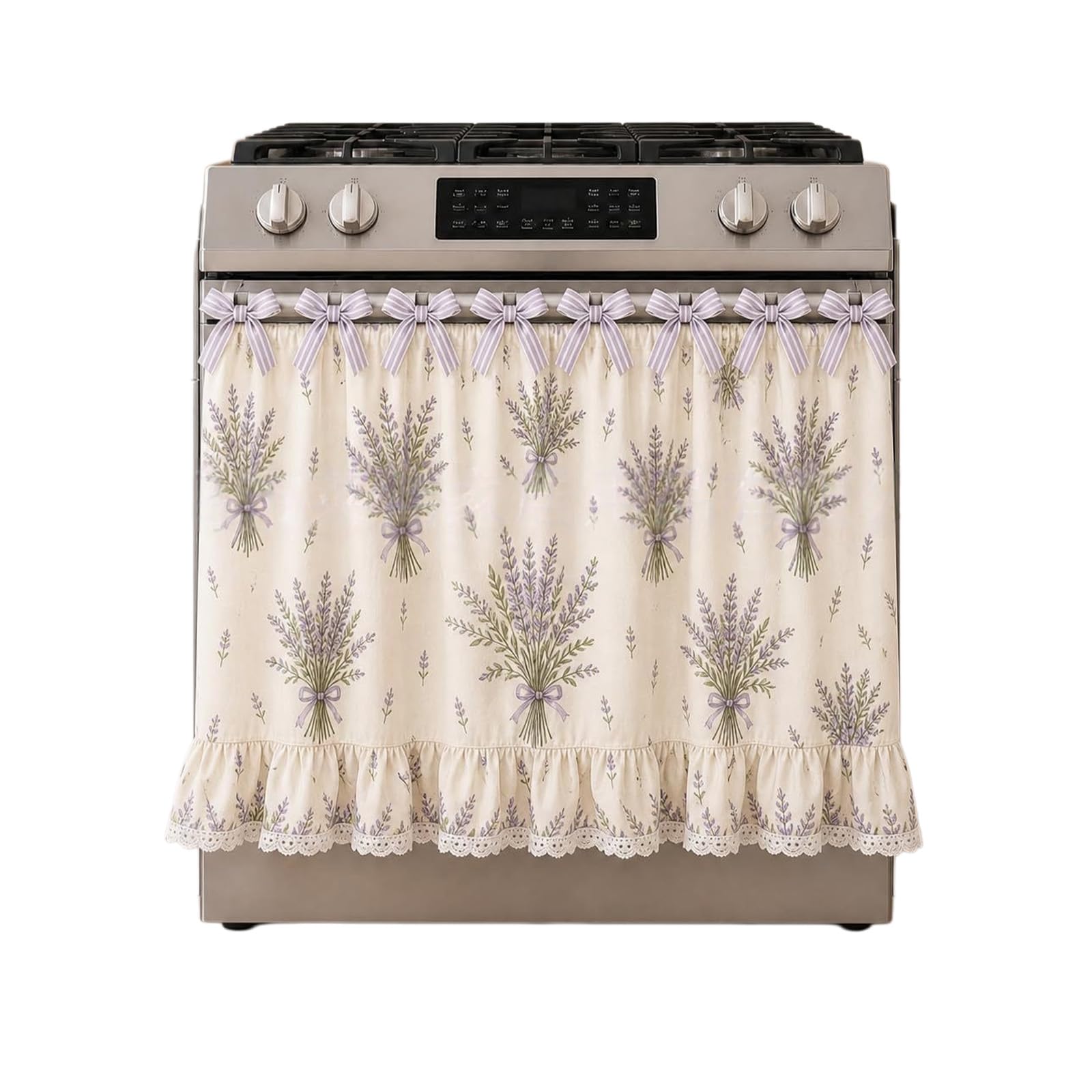 Oxxggkao Oven Dress Curtain with Utility Pocket and Fade Resistant Flower Pattern Stove Skirt for Kitchen Decoration Dishwasher Curtain