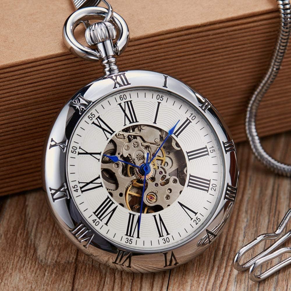 Reloj De Bolsillo Mecánico Automático Dorado, Retro, De Cobre, con Números Romanos, Cadena Colgante para Hombre Y Mujer.