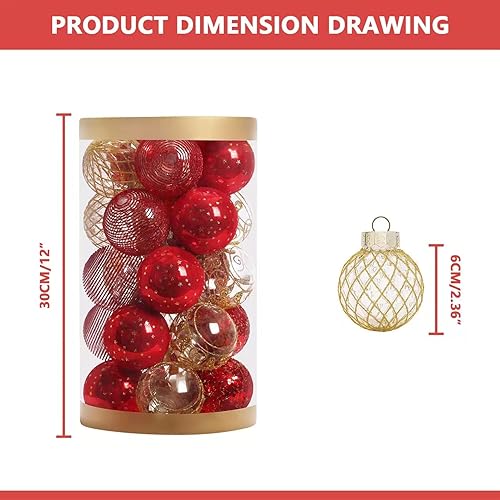 Miniatura 3 de Juego de 25 adornos de Navidad, 2.36 pulgadas2.4 in, plástico transparente, inastillable, adornos colgantes para decoración de árbol de Navidad,