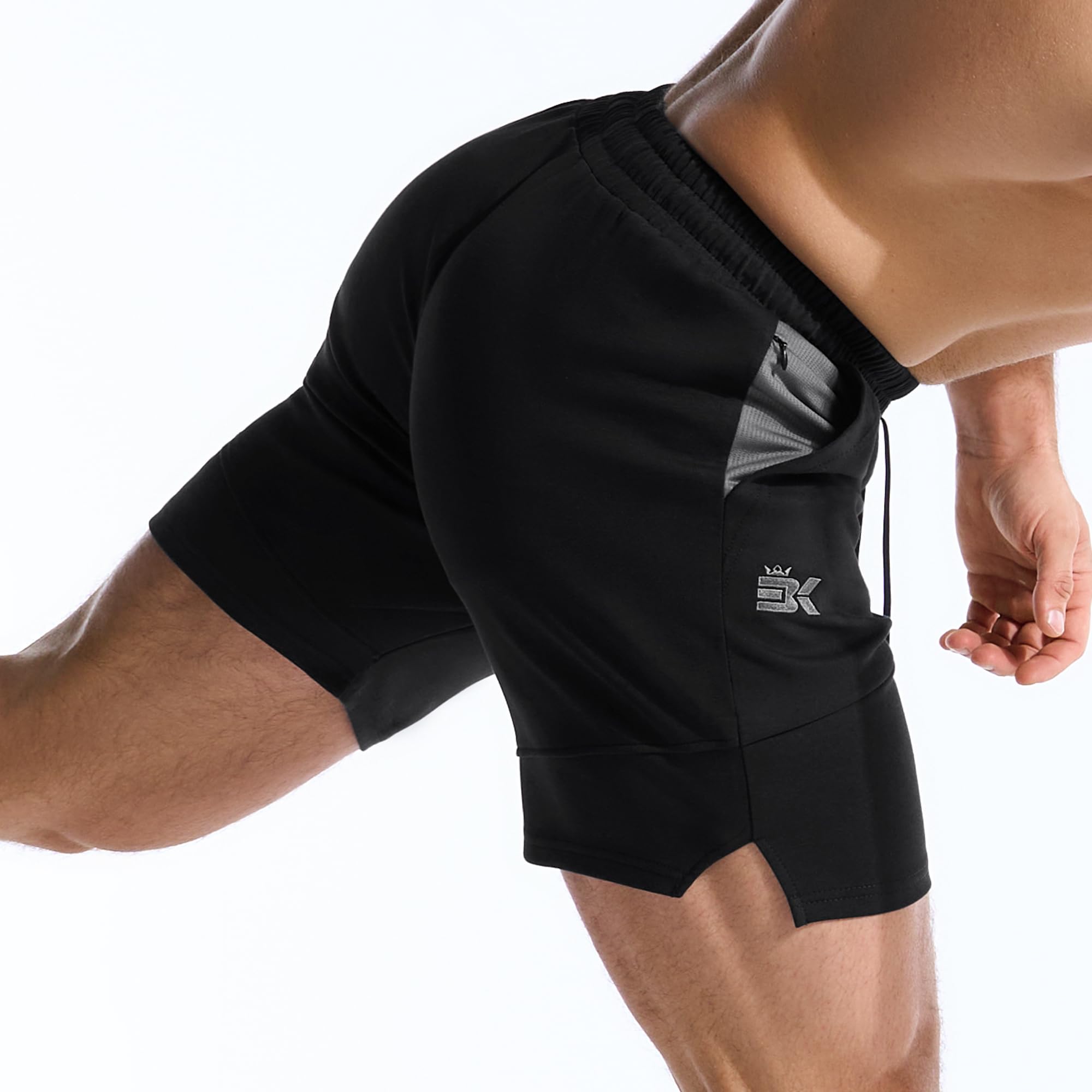 ZENWILL FlotaBols Pantalones Cortos Deporte Cremallera Hombre Pantalón Corto Gym Transpirable,Shorts Elástica Algodón Running — view 9