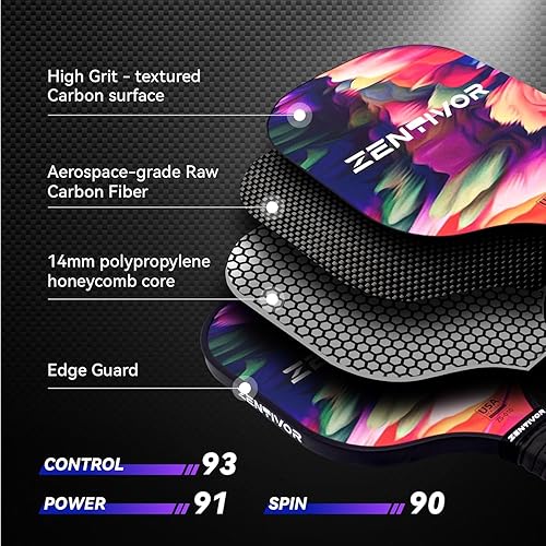 Miniatura 3 de Paletas de pickleball ligeras de carbono  Palas de pickleball USAPA para mujeres, hombres, principiantes e intermedios  Superficie arenosa, diseño