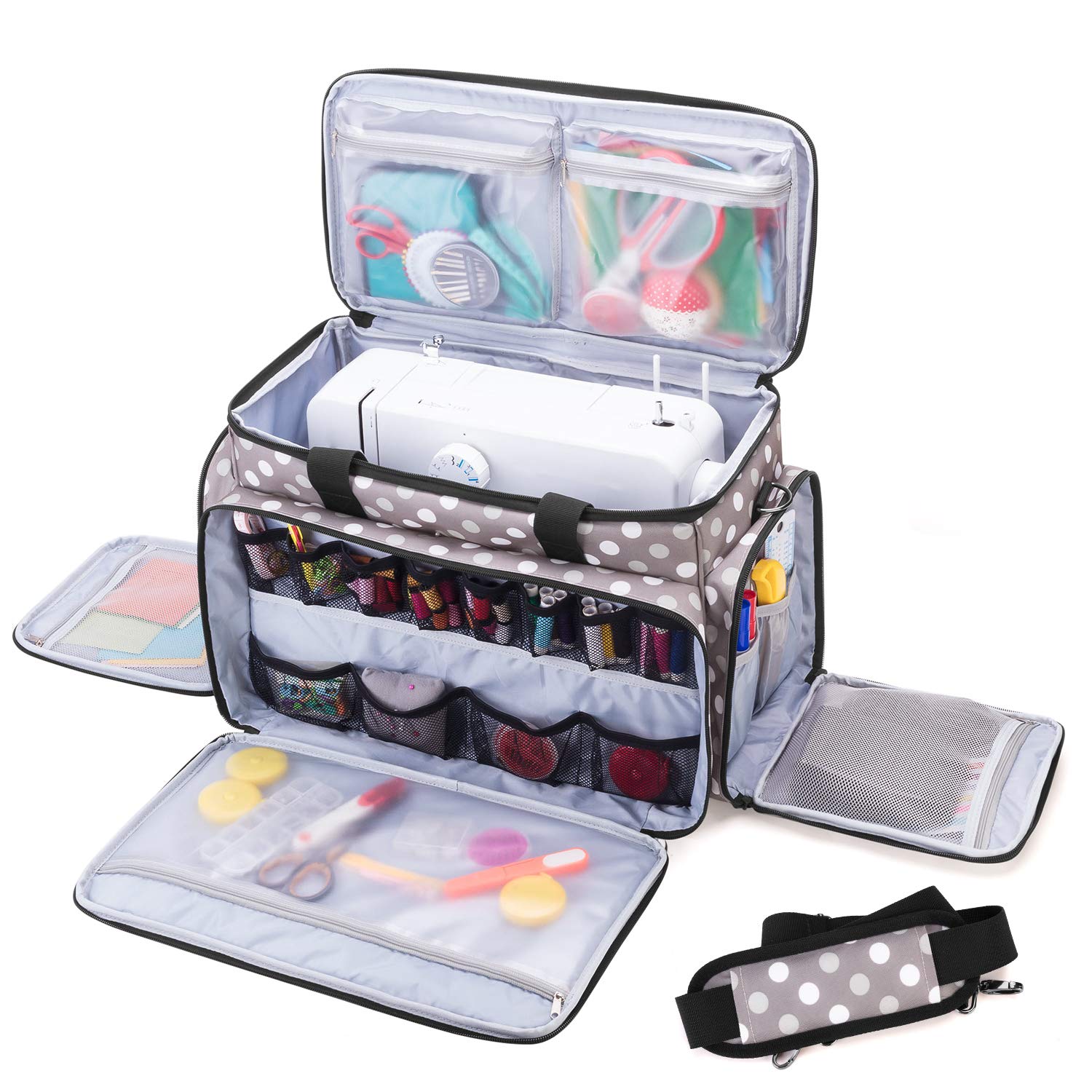 Tutto Serger Accessory Bag with Daisies- Gray