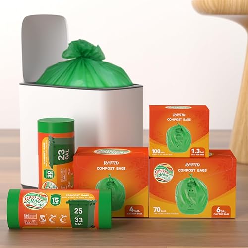 Miniatura 6 de Bolsas de abono de 1.3 galones, 100 unidades, pequeñas bolsas de basura compostables para encimera de cocina, contenedor de compost de 0.75, 1.2,