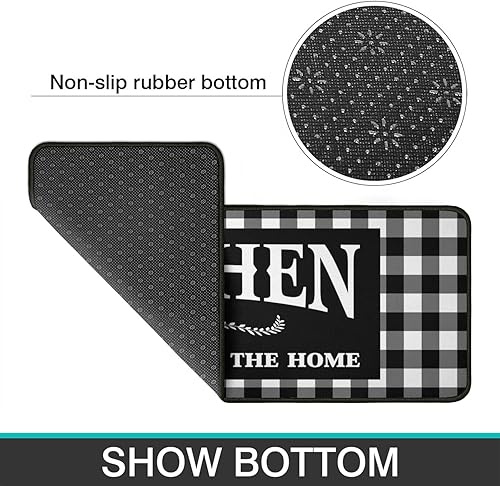 Miniatura 5 de Haretu Framhouse - Juego de 2 alfombras y tapetes de cocina, a cuadros blancos y negros, antideslizantes, para decoración de cocina del hogar, 17 x