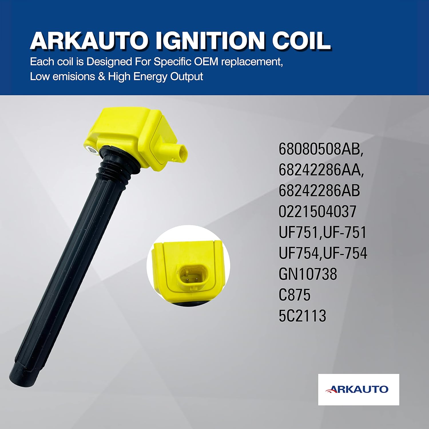 4PCS ARKAUTO HIGH PERFORMANCE IGNITION UF751 UF754 68080508AB 0221504037 68242286AA 68242286AB FOR CHRYSLER 200 DODGE DART FIAT 500X CHEROKEE COMPASS RENEGADE RAM PROMASTER CITY 2.4L L4