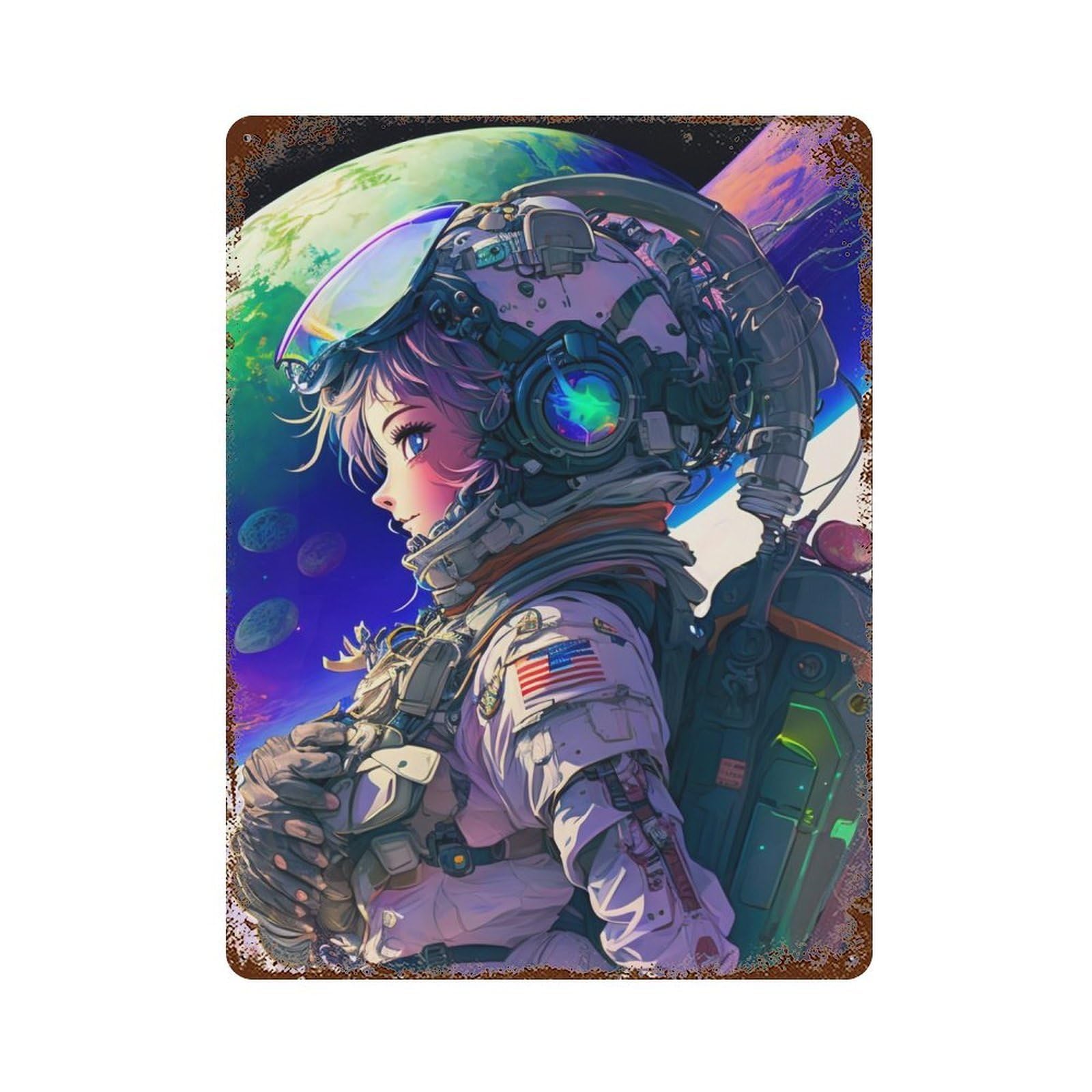 Garage Style The Astronaut Decorative Tin Sign 15.7"x11.8", Farmhouse Wall Decor for Bar And Workshop