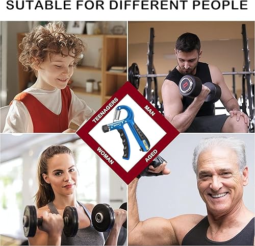 Miniatura 7 de Entrenador de fuerza de agarre, plástico, paquete de 2 unidades de 11 a 132 libras, fortalecedor de antebrazo, exprimidor de mano de resistencia