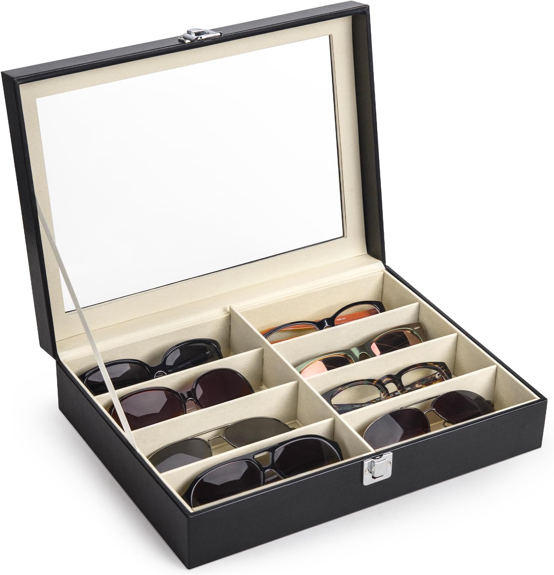 CO-Z Brillenbox Brillenaufbewahrung Brillen Aufbewahrungsbox Sonnenbrillen Case Sonnenbrillen Aufbewahrungsbox Organizer PU Leder