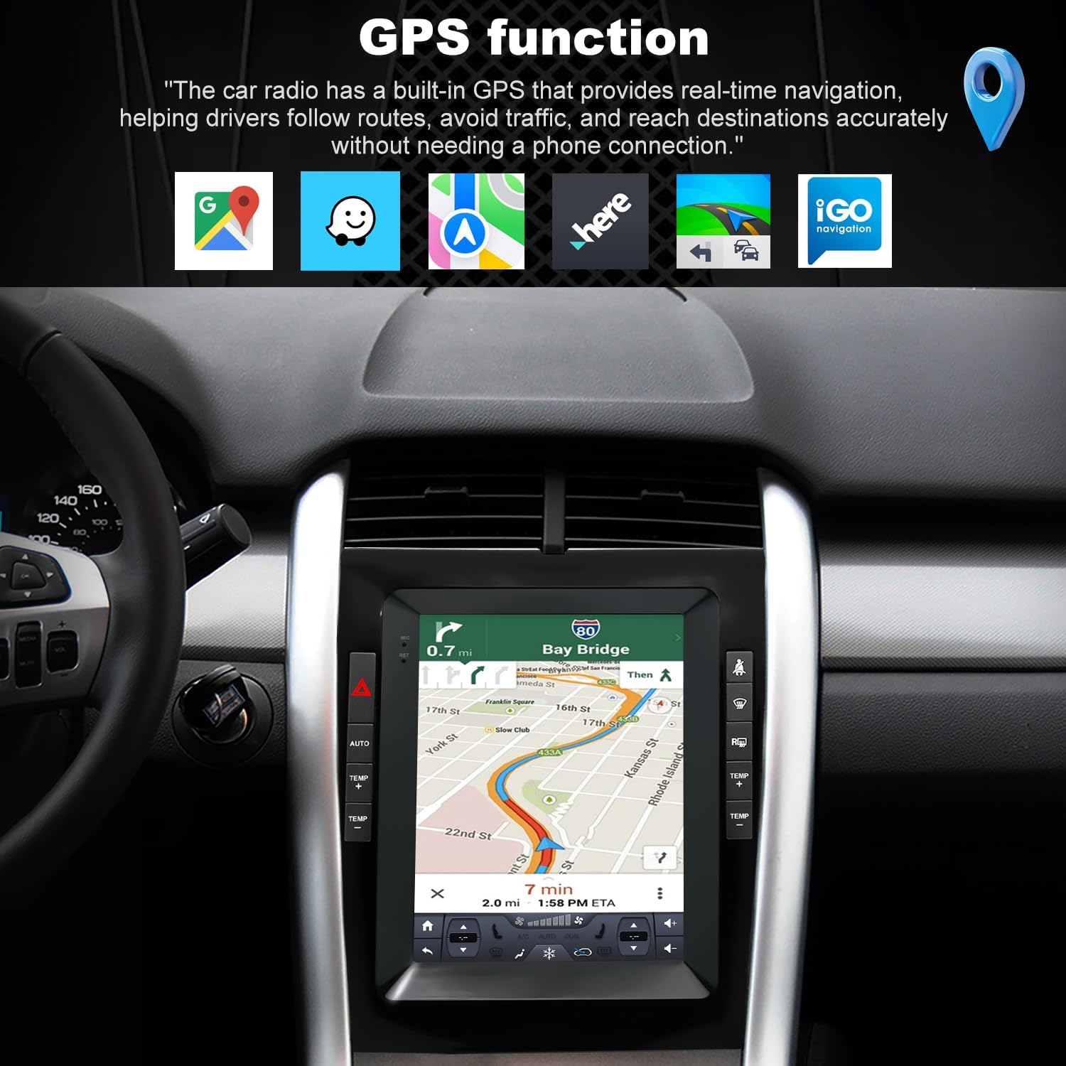 4G+64G Car stereo For Ford Edge Radio Upgrade 2011 2012 2013 2014, 9.7 Inch Tesla Style Touch Screen radio Replacement, Built-In Wireless Carplay Android Auto, Back Up Camera GPS Bluetooth SWC FM WIFI