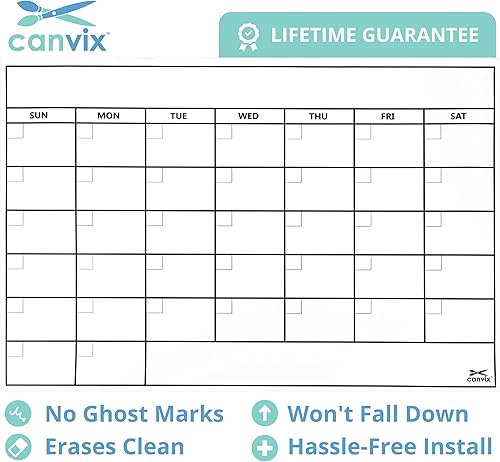 Miniatura 6 de Calcomanía para calendario de pared de pizarra blanca de borrado en seco, 48 x 36 pulgadas, gran autoadhesivo, extraíble, sin residuos para niños,