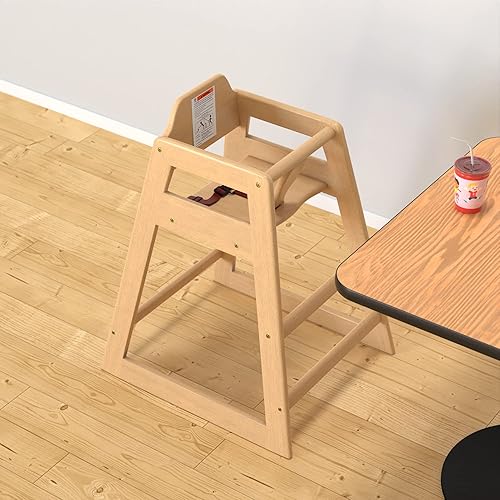 Vista 8 de Silla alta de madera natural para bebés y niños pequeños - Viaje portátil - Trona de madera de restaurante a la mesa, asiento plegable para niña