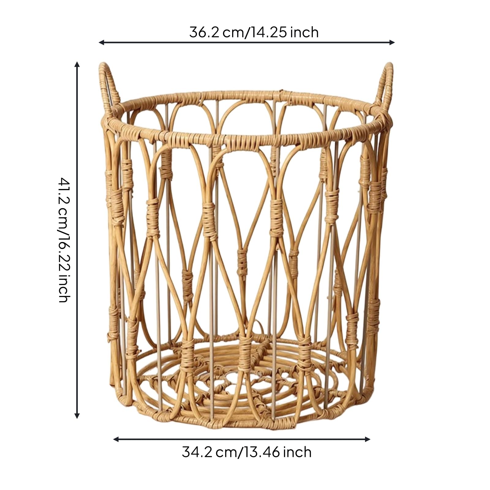 Gralara Cesto in Finto Rattan Versatile Cesto Intrecciato con Manici Resistente All'usura Cesta per Lavanderia, Camera da Letto, size to 1, style to 1
