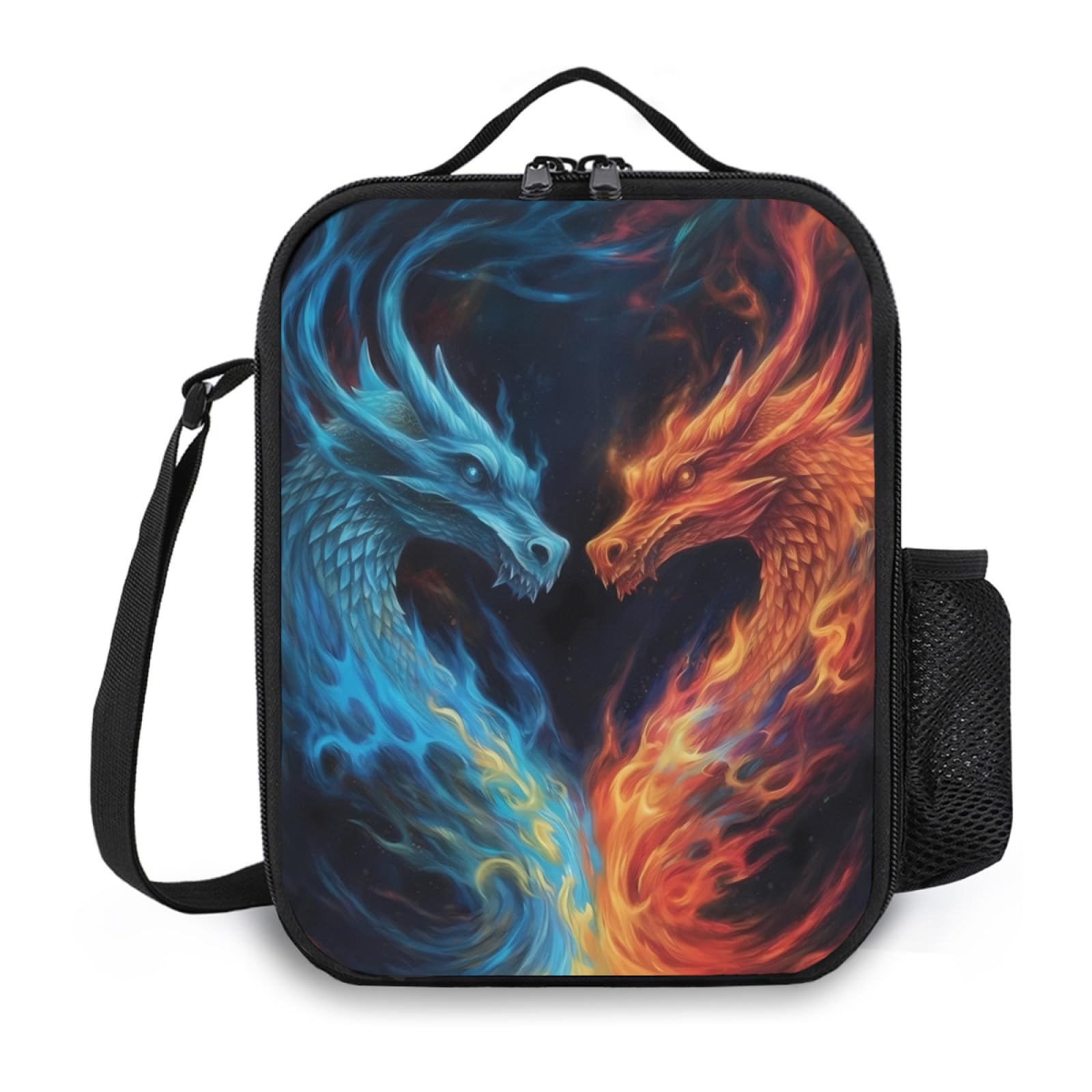 Ximjoju Dragon Lunch Box Insulated Lunch Bag for Women Men Reusable Large Capacity Lunchbox with Shoulder Strap Small Leakproof Cooler Food Bento Tote Bag for Work Travel Picnic