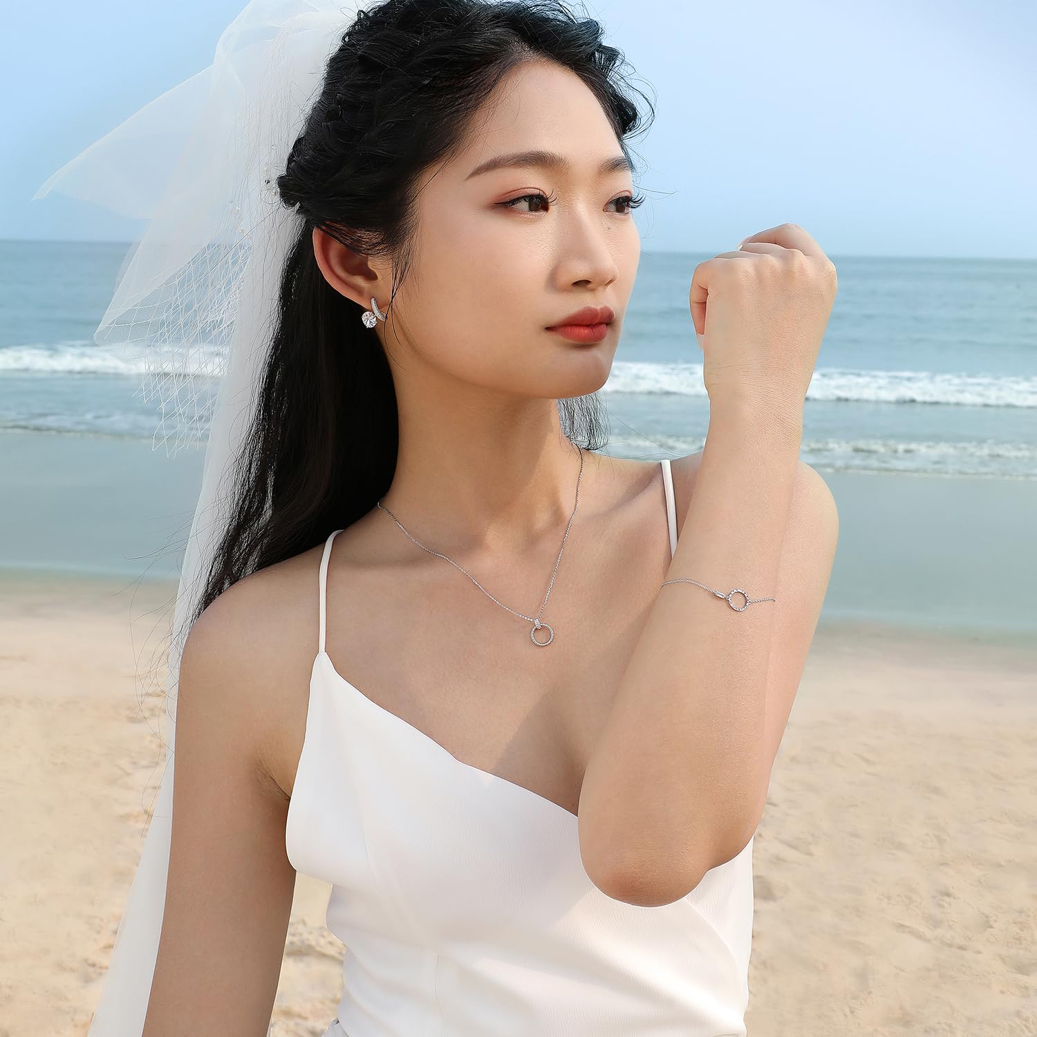 Meissa Orecchini Donna Argento 925 Orecchini Diamante splendente Orecchini Sposa Fidanzata Ipoallergenico Gioielli Regalo Anniversario Matrimonio per donna ragazza, Argento