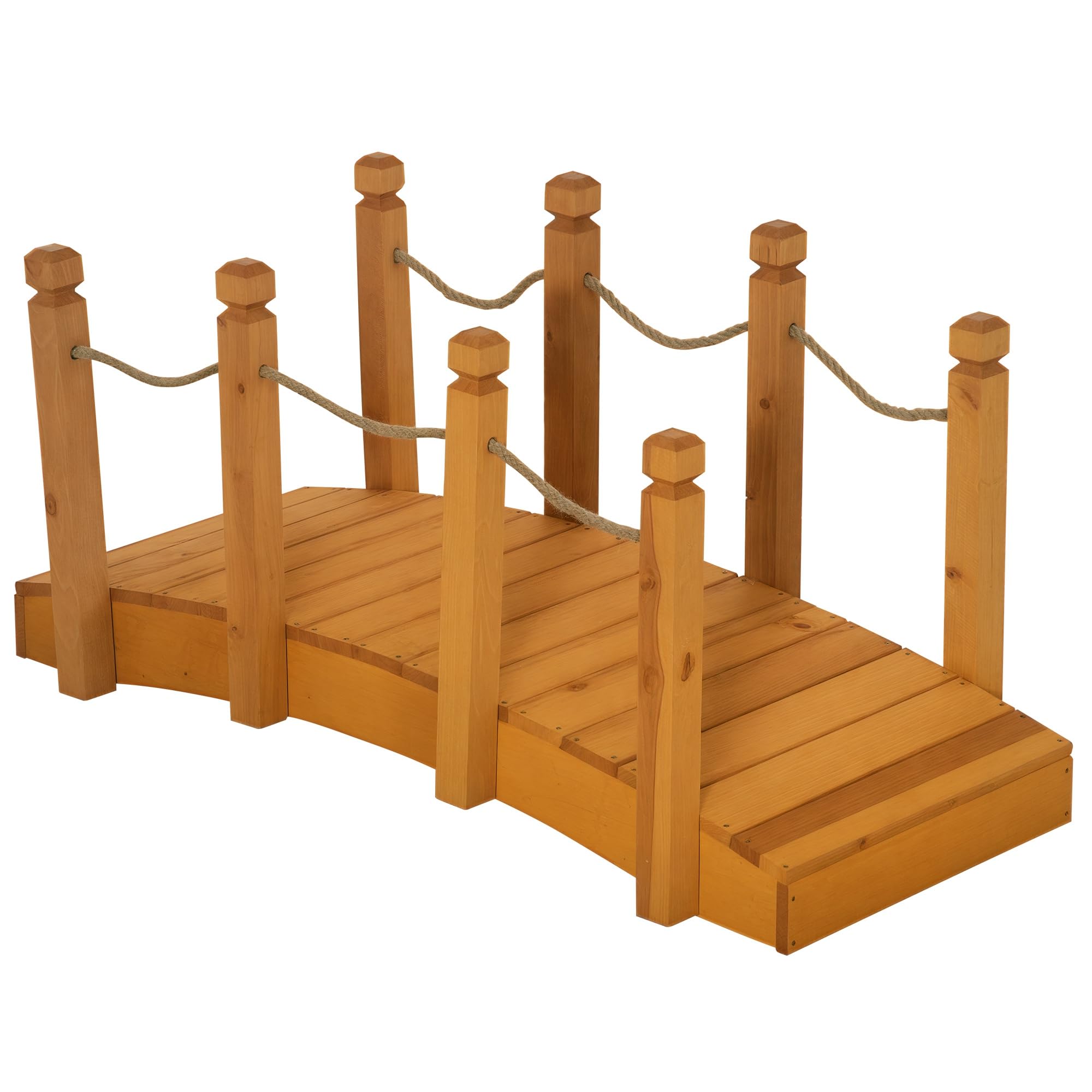 Outsunny Puente de Jardín - Puente de Cuenca - Pasarela de Madera con Barandilla - Decoración del Jardín - Dom. 121 x 57,5 x 59 cm. Madera de árbol pre-engrasada