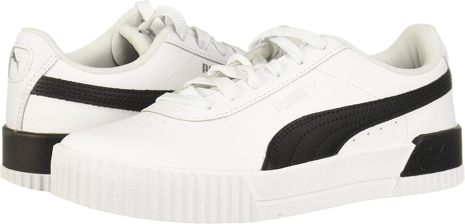 PUMA Women's Carina1 Sneaker 5.5 Puma White-puma Black-puma Silver