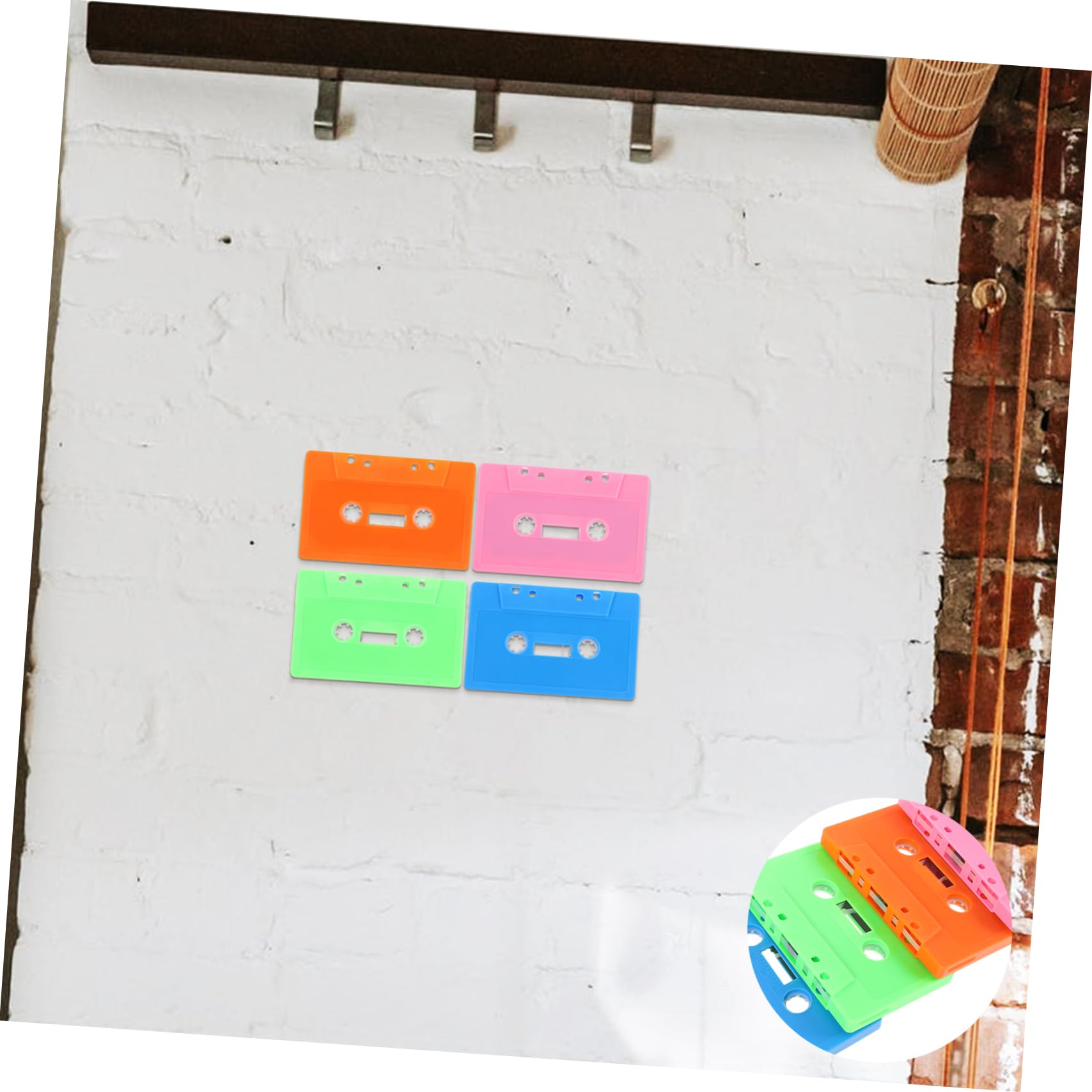 HEMOTON Leere Retro Kassetten Selbstgemacht Bunte Audiokassetten für Aufnahme Wanddekoration Vintage Kassette ohne Band Kreative Partygastgeschenke 4 Stück (orange Rosa Hellgrün Blau