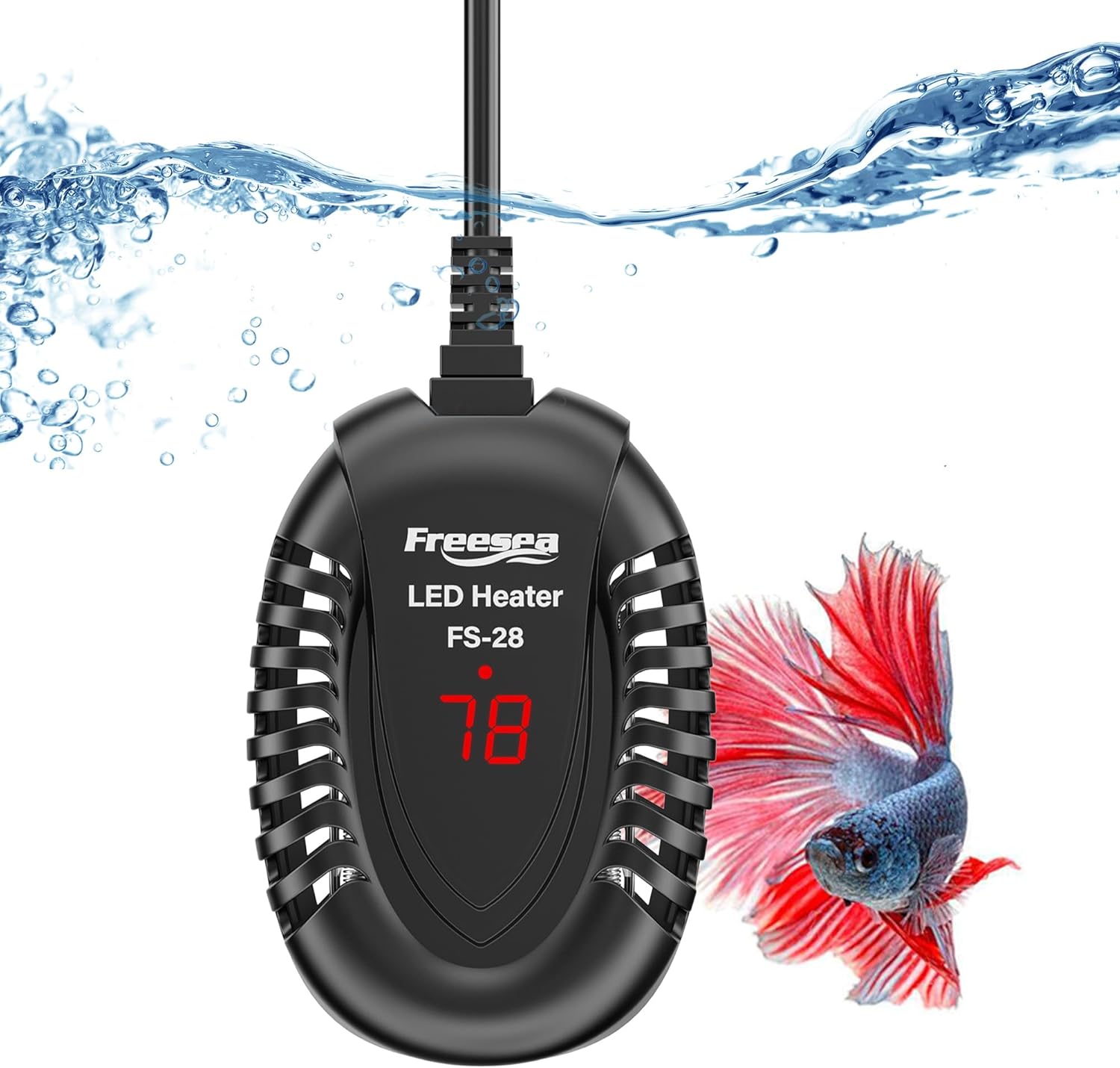 FREESEA Aquarium Fish Tank Heater: 75W Small Submersible Turtle Heater with Adjustable Temperature External Controller for Betta | Saltwater | Freshwater | 5-15 Gallon