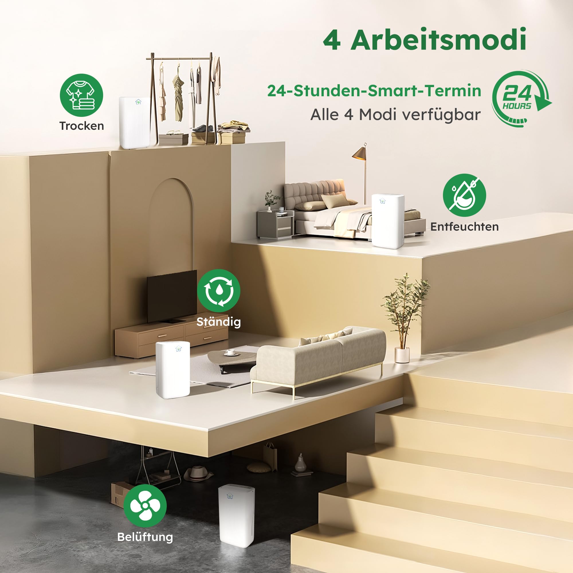 Luftentfeuchter Elektrisch 12L, 122m³,Entfeuchter Elektrisch | Keller 36dB Leiser Raumentfeuchter, 3 Modi, Wäschetrockner & 24h Timer, für Schlafzimmer & Bad
