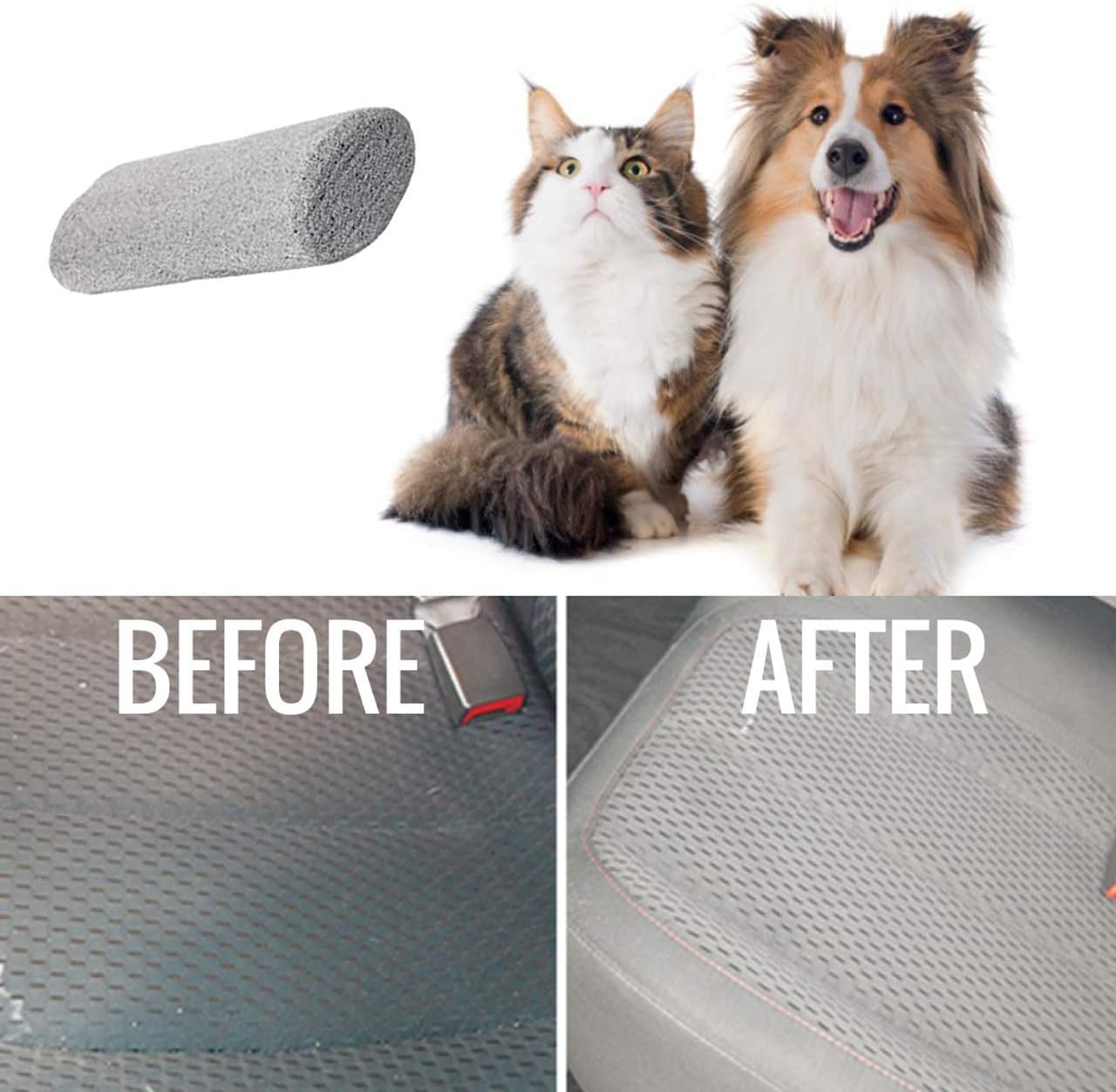 Elevate Essentials Pet Hair Stone for Car, Best Pet Hair Remover, Pet Hair Lifter, Pet Fur Remover, Pet Hair Cleaner, Lint Remover, Pet Stone Multi-Cleaner (2 Pack)