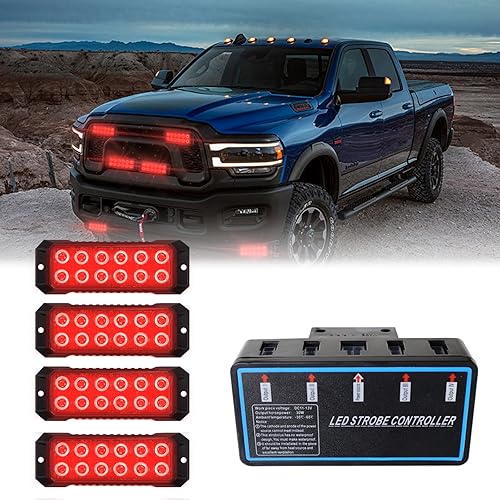 Luces estroboscópicas LED para camiones, 12 luces LED de emergencia para vehículos, para bomberos, policía, camiones, vehículos, luces intermitentes
