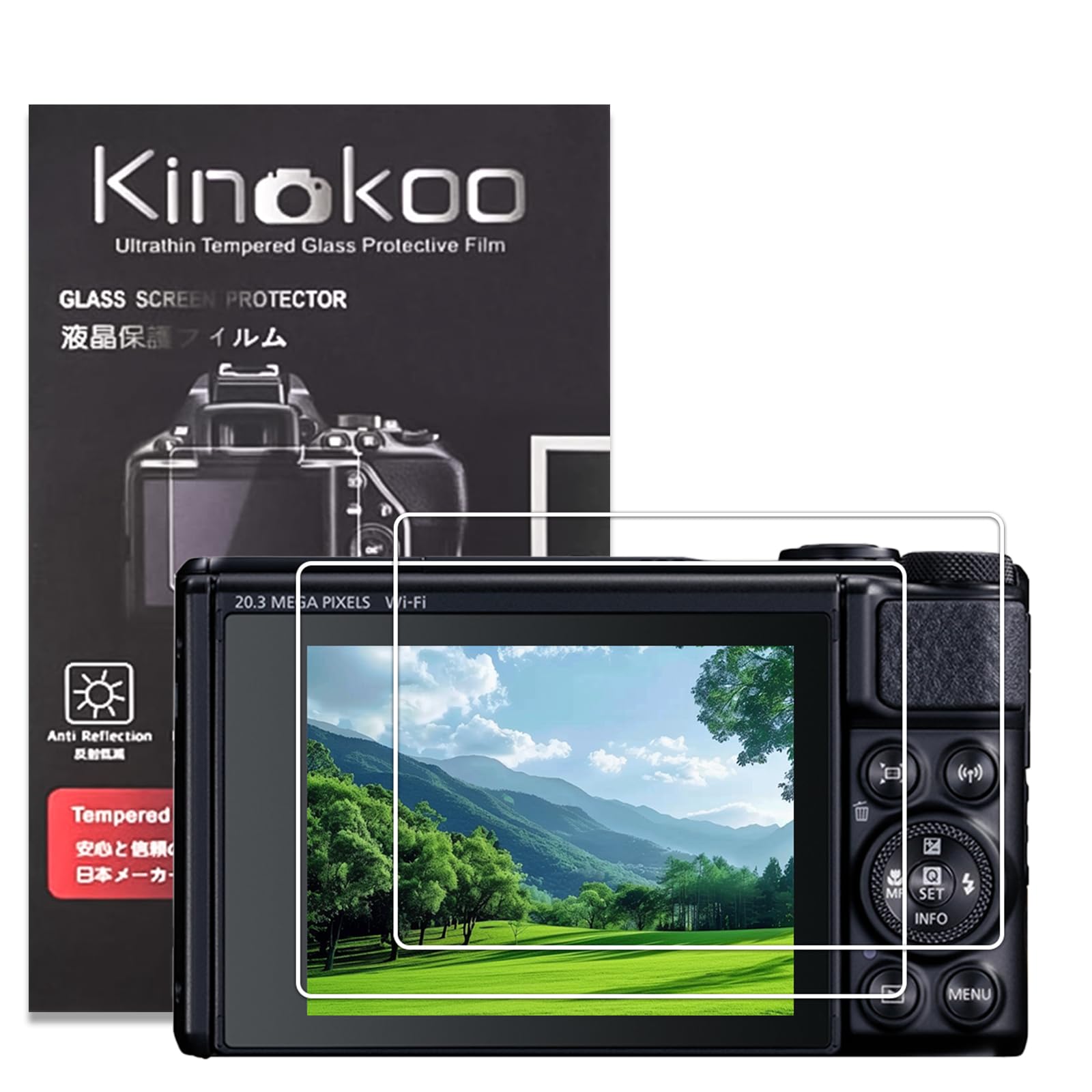 kinokooScreen Protector for Canon SX740 HS SX730 HS Camera, 0.25mm Ultra Thin 9H Hardness Tempered Glass Film for SX740 SX730 HS Accessories - High Definition LCD Protector - Anti-scratch（2 Packs