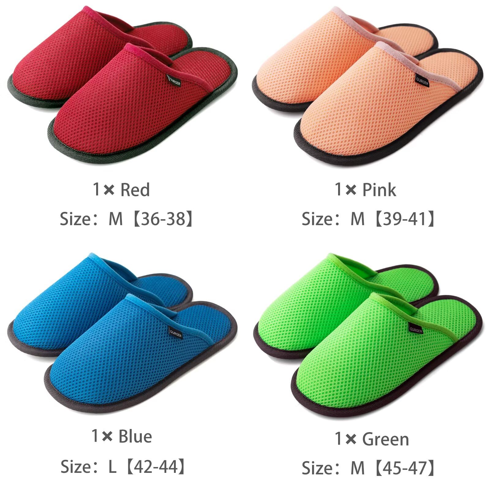 BUGUKI 3-6 Pairs Spa Slippers Set Non-Disposable Washable Non-Slip Guest Slippers Comfortable Breathable Slippers for Spa, Hotel, Party Guest and Bedroom, Set of 4 Pairs