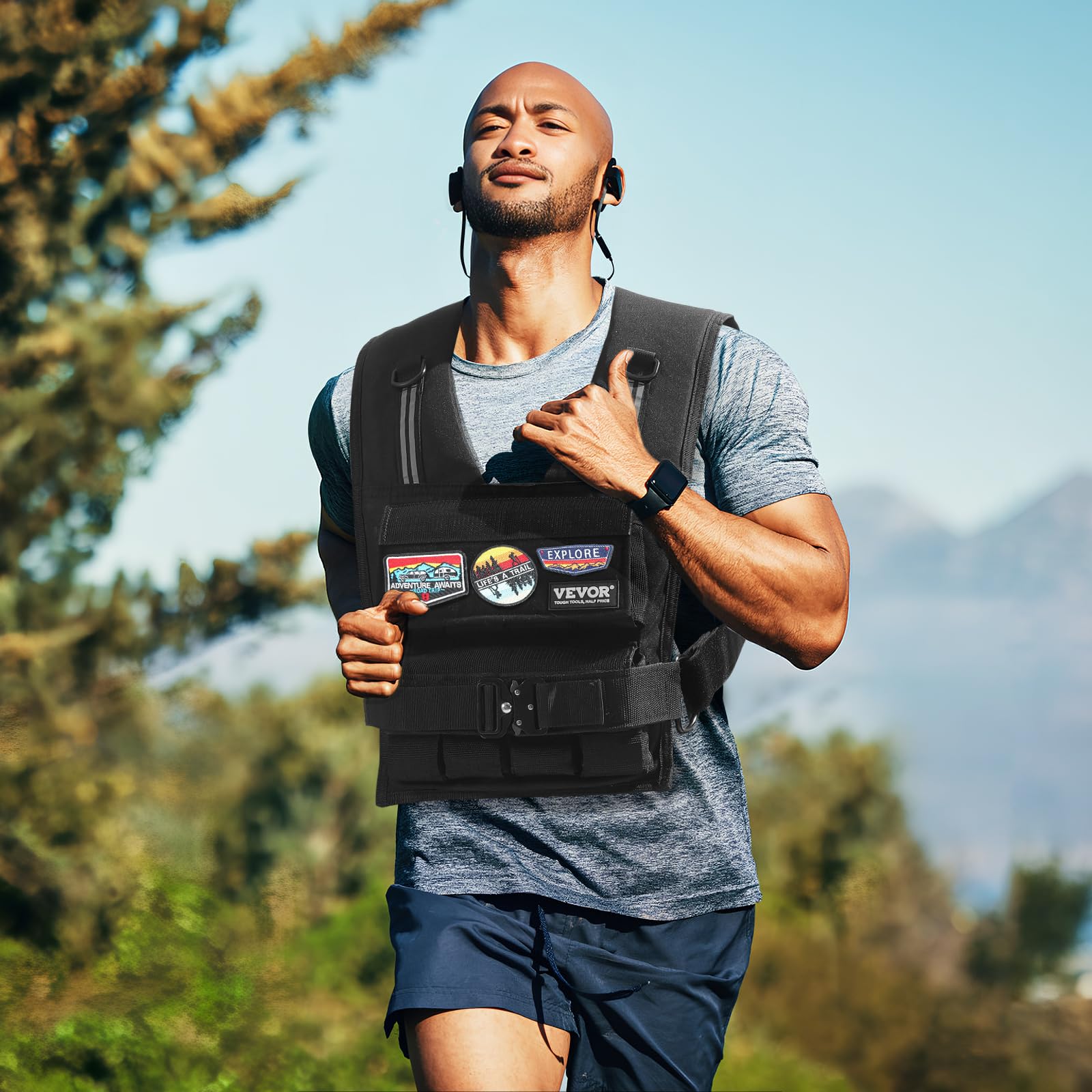 VEVOR Giubbotto con Pesi Regolabile 15,85kg, Giubbotto con Pesi 16 Blocchi di Ferro, Spalline e Striscia Riflettente per Allenamento Fisico, Attrezzatura da Allenamento Bodybuilding, Corsa, Jogging