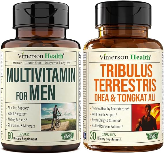 Multivitamin for Men & Tribulus Terrestris with DHEA and Tongkat Ali Complete Men's Health Bundle for Energy, Vitality, Hormone Balance & Workout Performance