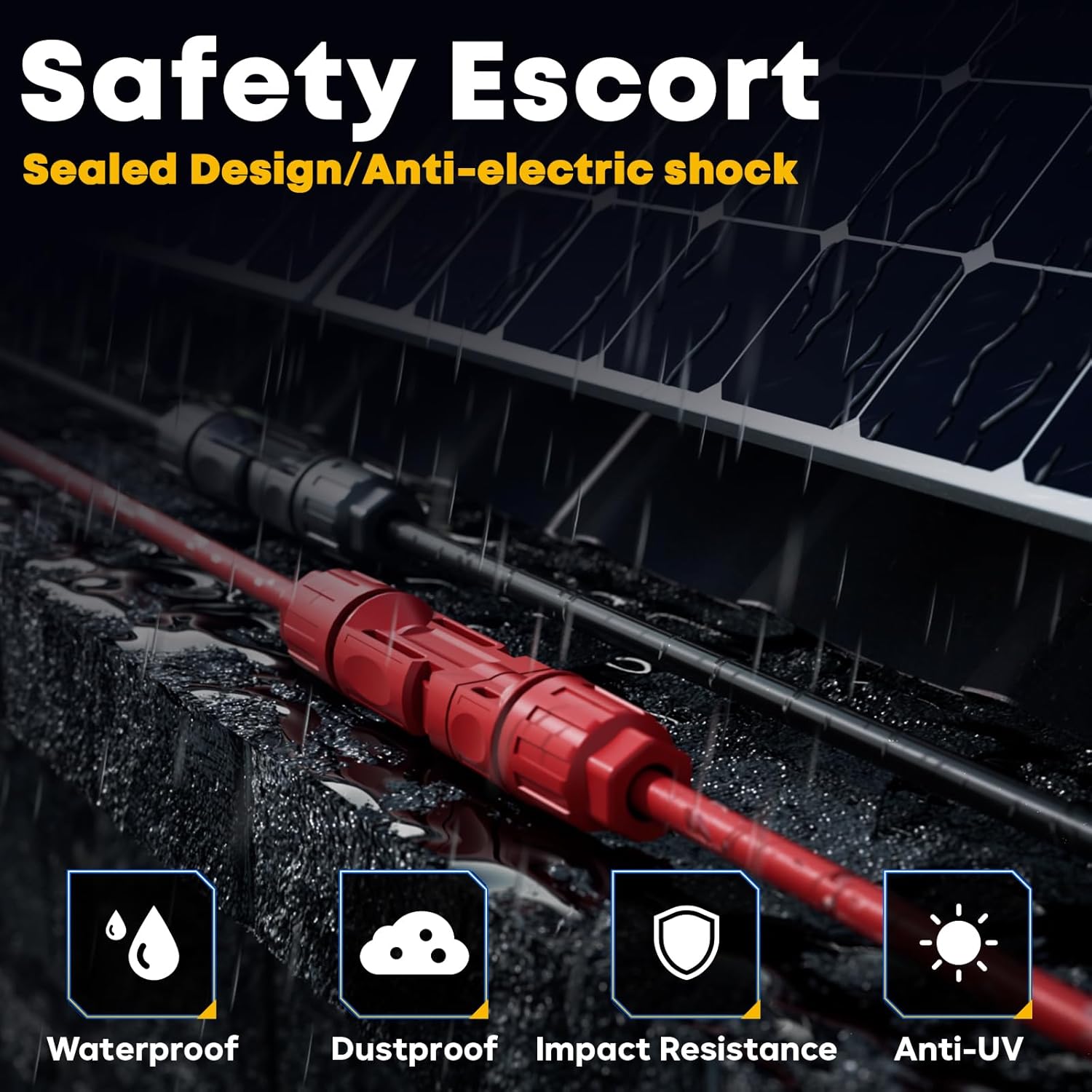 Solar Crimper Tool Kit for 14-10 AWG Solar Panel Cable, with 10 Pairs Solar Connectors, Solar Crimper, Automatic Wire Stripper and Wrench, Solar Installation Assembly Tools