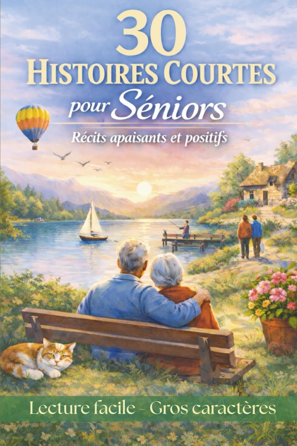 30 histoires courtes pour séniors: Récits doux et positifs en gros caractères. Lecture facile. Paragraphes courts. Idéal pour les malvoyants, la mémoire,DMLA, démence, Alzheimer.