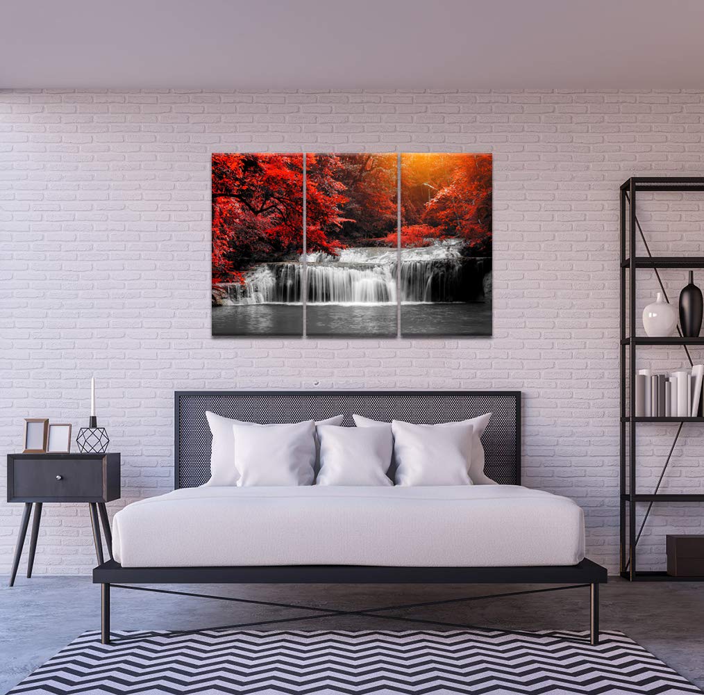 Visual Art Decor Leinwand-Wandkunst, 5-teilig – Wald, Wasserfall-Motiv, 152x81 Cm, Fertig Zum Aufhängen