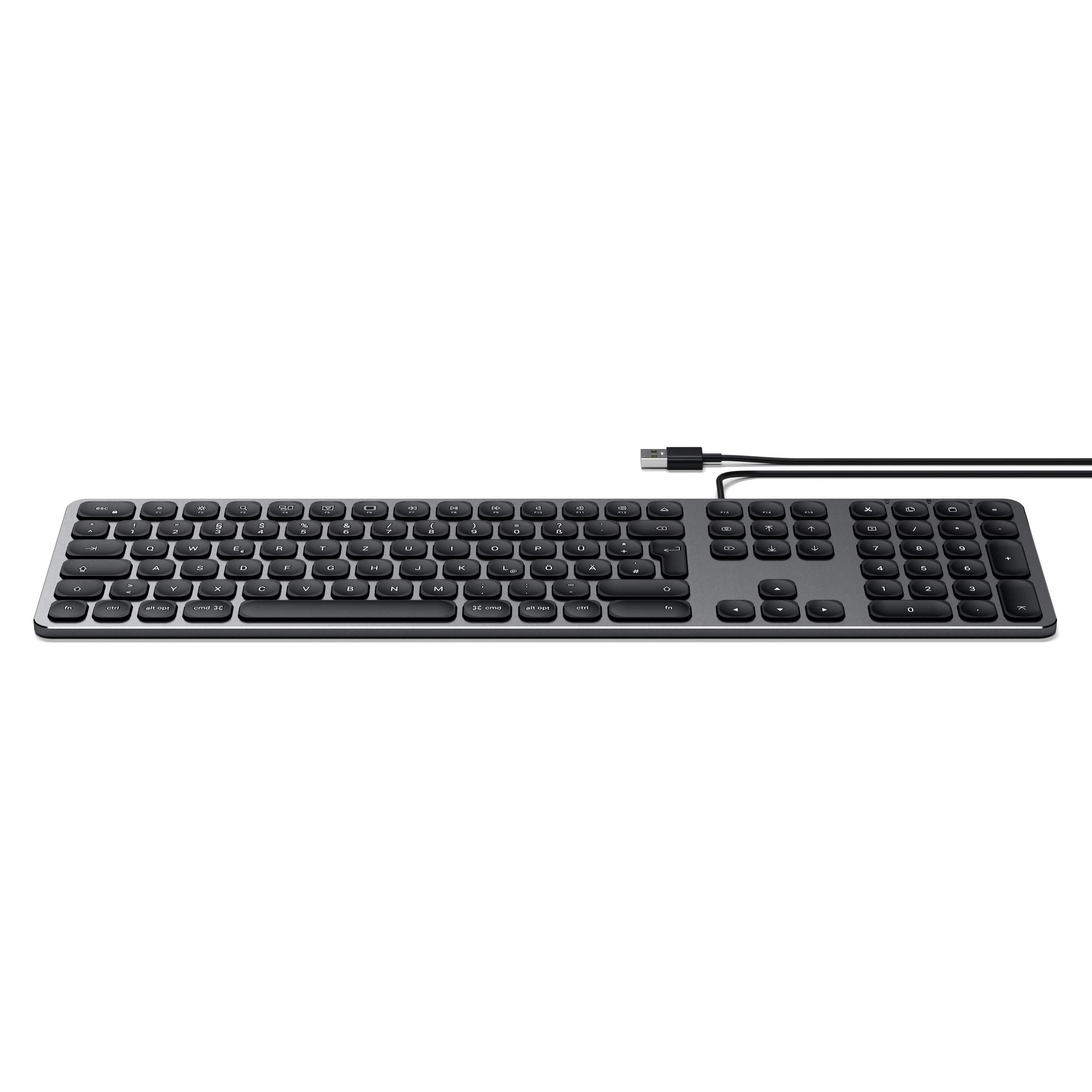 SATECHI Teclado con Cable USB De Aluminio con Keypad Numérico - Teclado QWERTZ Alemán - Compatible con iMac, iMac Pro, 2020 Mac Mini y Mucho Más, Distribución en Alemán, Gris Espacial