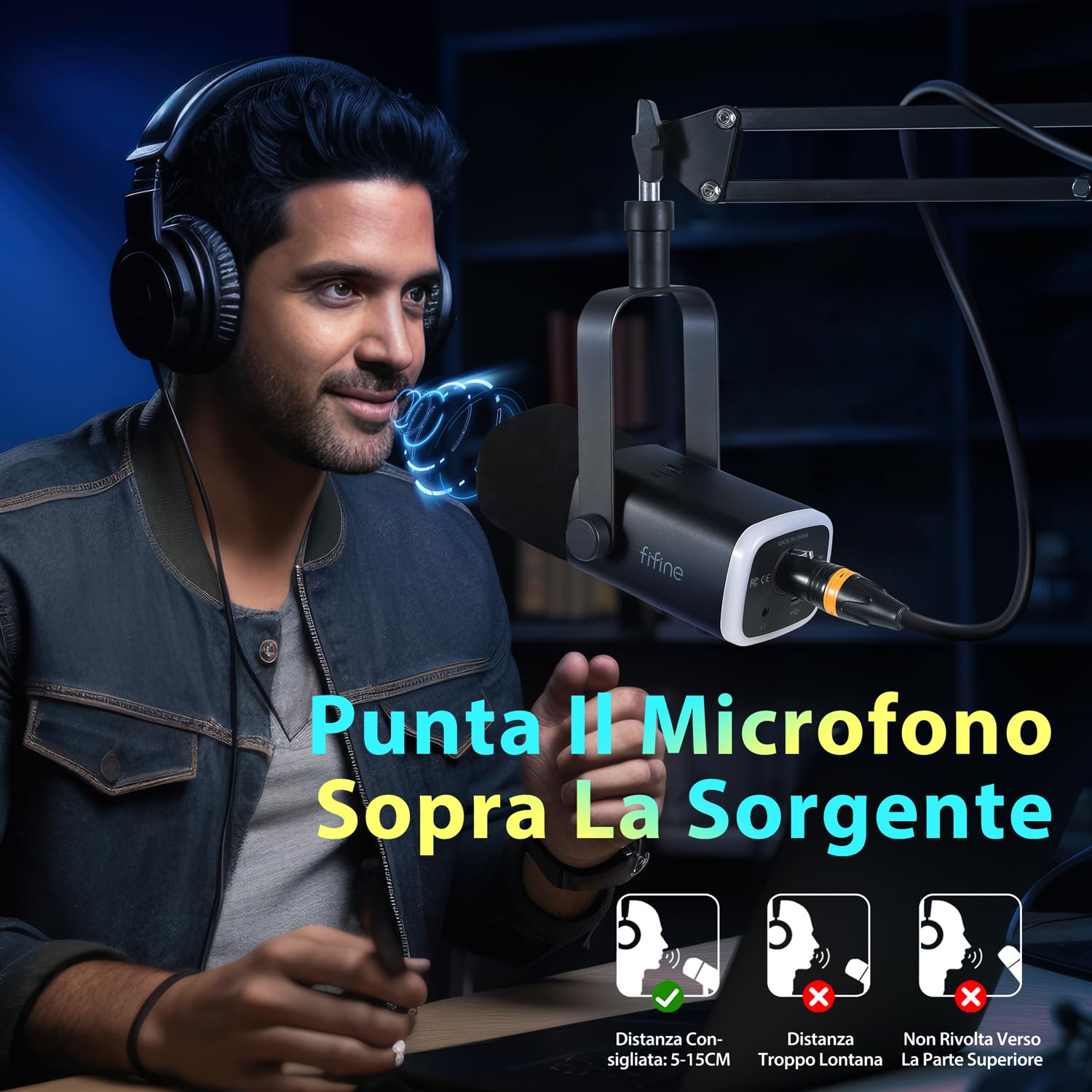 FIFINE XLR Streaming Microfono Kit Dinamico per Podcasting, Gaming USB per PC Mac PS4/5, Cardioide per registrazione vocale, giochi