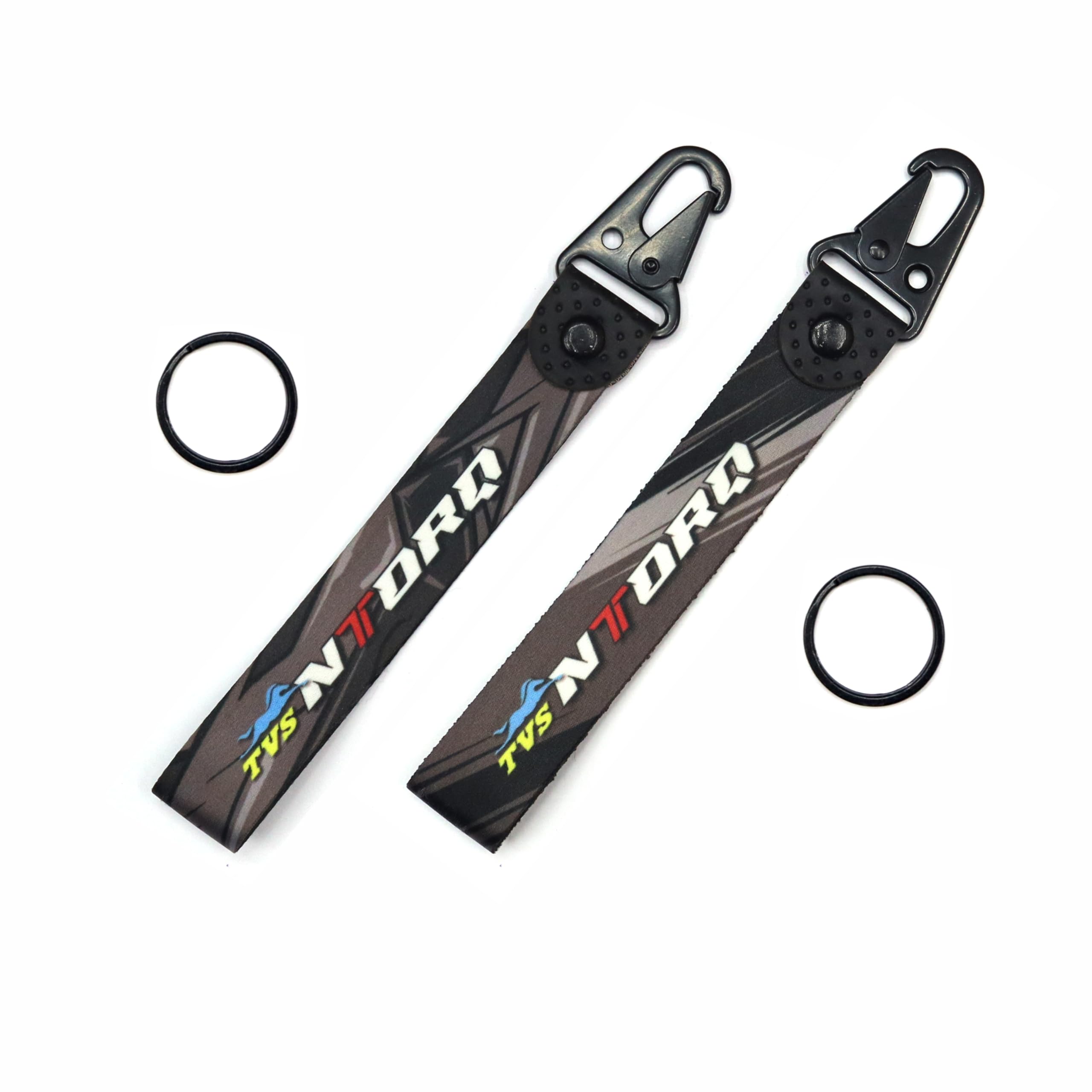 ERODIAN Lanyard Ntorq Keychain | 25mm Racing Tag Keychain Holder | Wrist Band Key Ring Compatible for All Bikes, Cars - Black Color (Pack of 2)-image-4