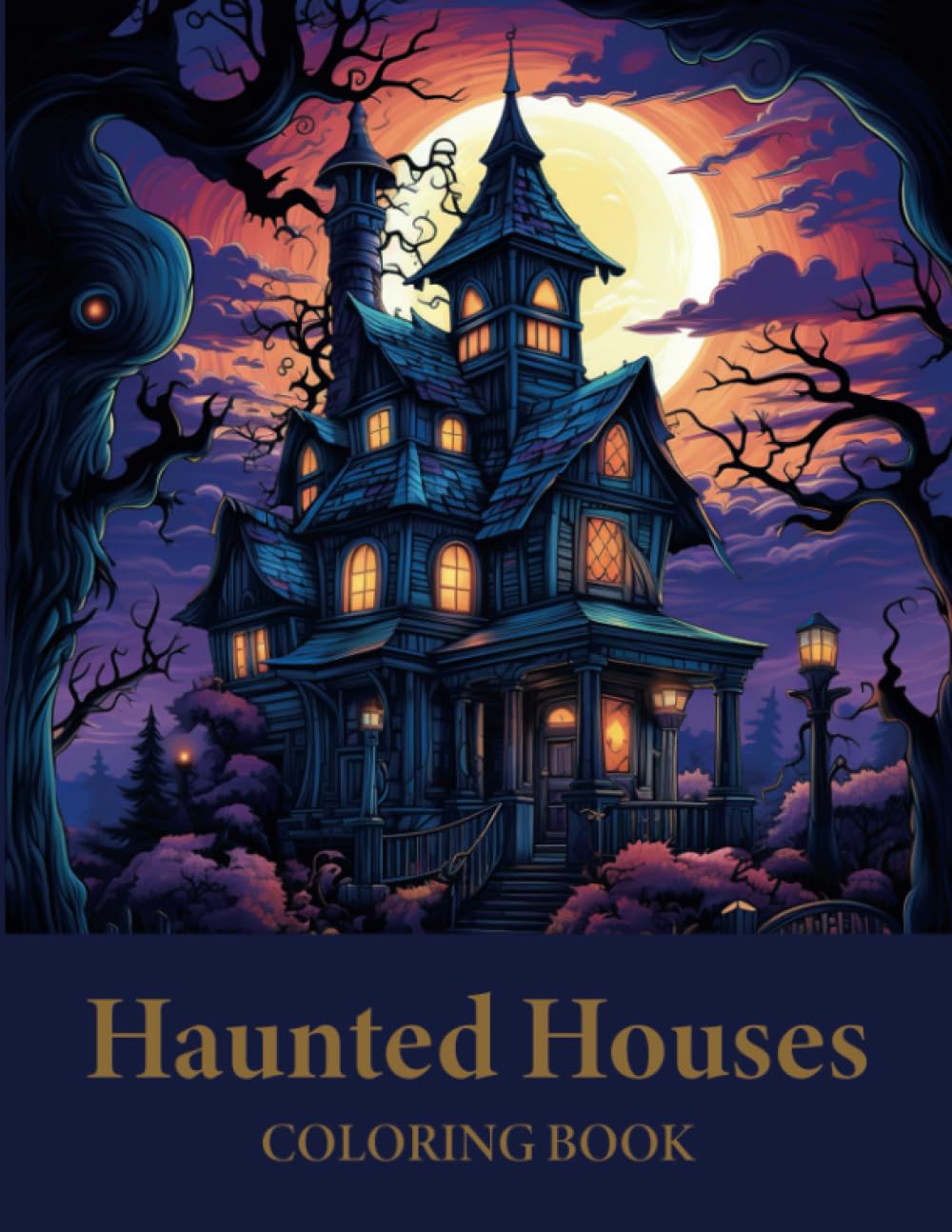Haunted House Coloring Book - spooky gothic haunted houses exteriors - Coloring Book for Adults and Teens