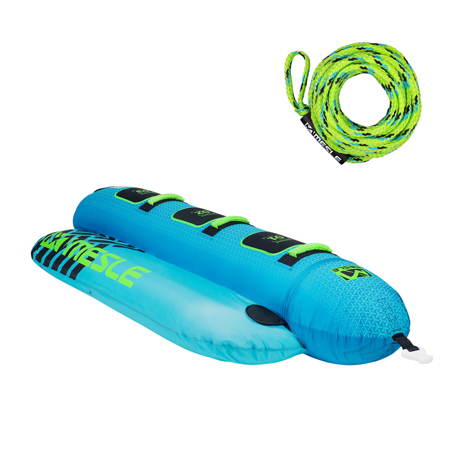 Mesle Bananen Boot Aufblasbar Torpedo 2-4 Personen, Set mit Leine, Towable Funtube Banana Boat für Kinder & Erwachsene, Wasser Tube Motorboot, Wasserreifen zum Ziehen