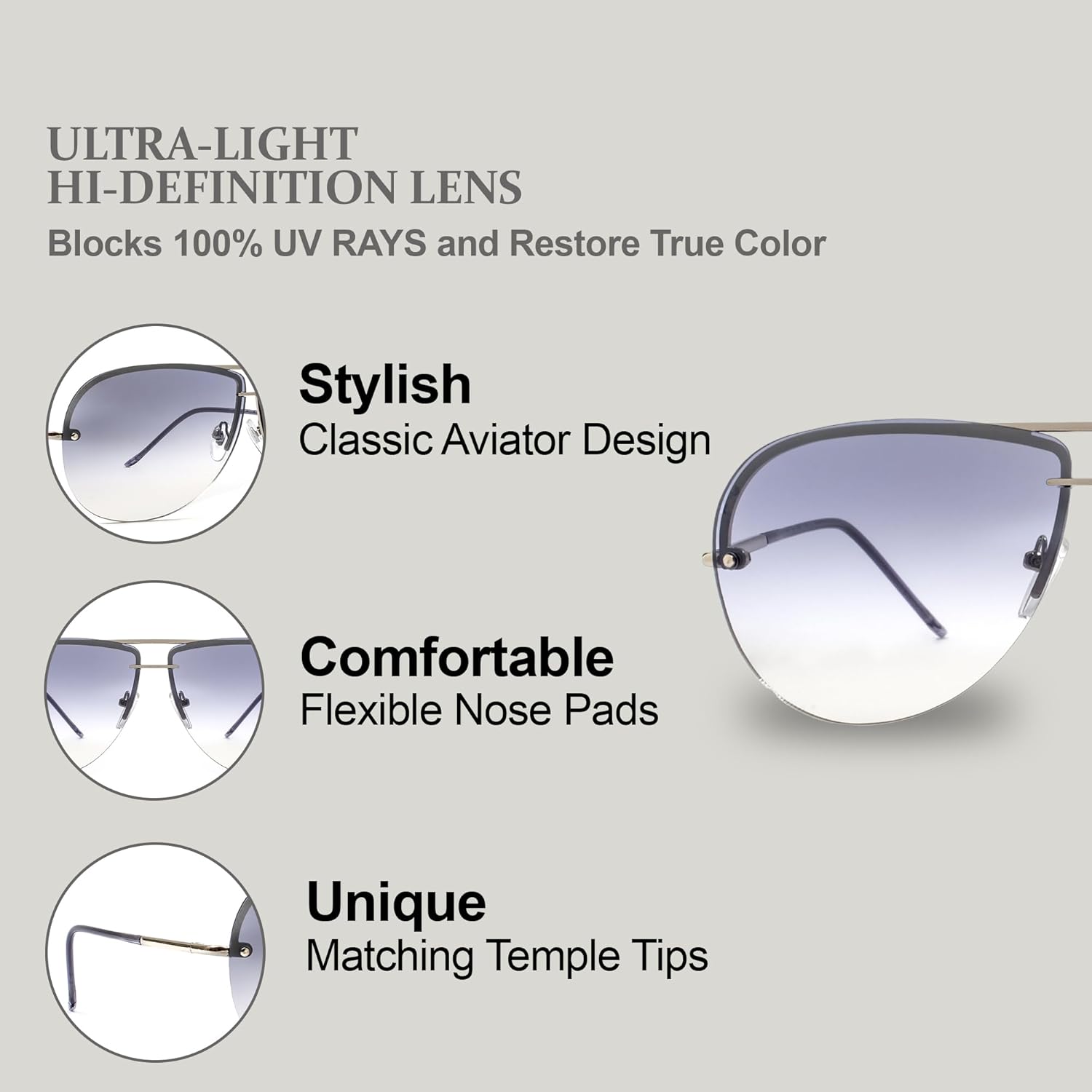 NYS Collection Aviator Sunglasses for Women & Men Medium Fit Thin Metal Frame Gradient Mirror Lenses with 100% UV Protection