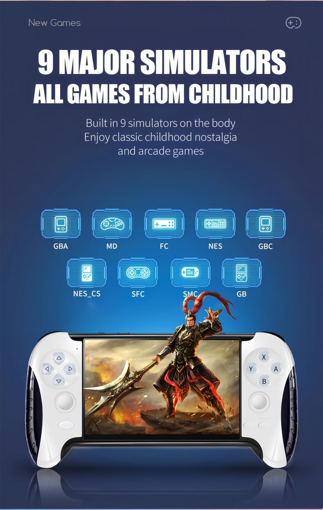 4.3 Pulgadas Consola de Videojuegos Portátil Diseño de Mango Creativo Emuladores Múltiples Salida TV/MP4/MP3/E-Book Juegos Retro de Puzzle Casual Regalos de Cumpleaños/Vacaciones