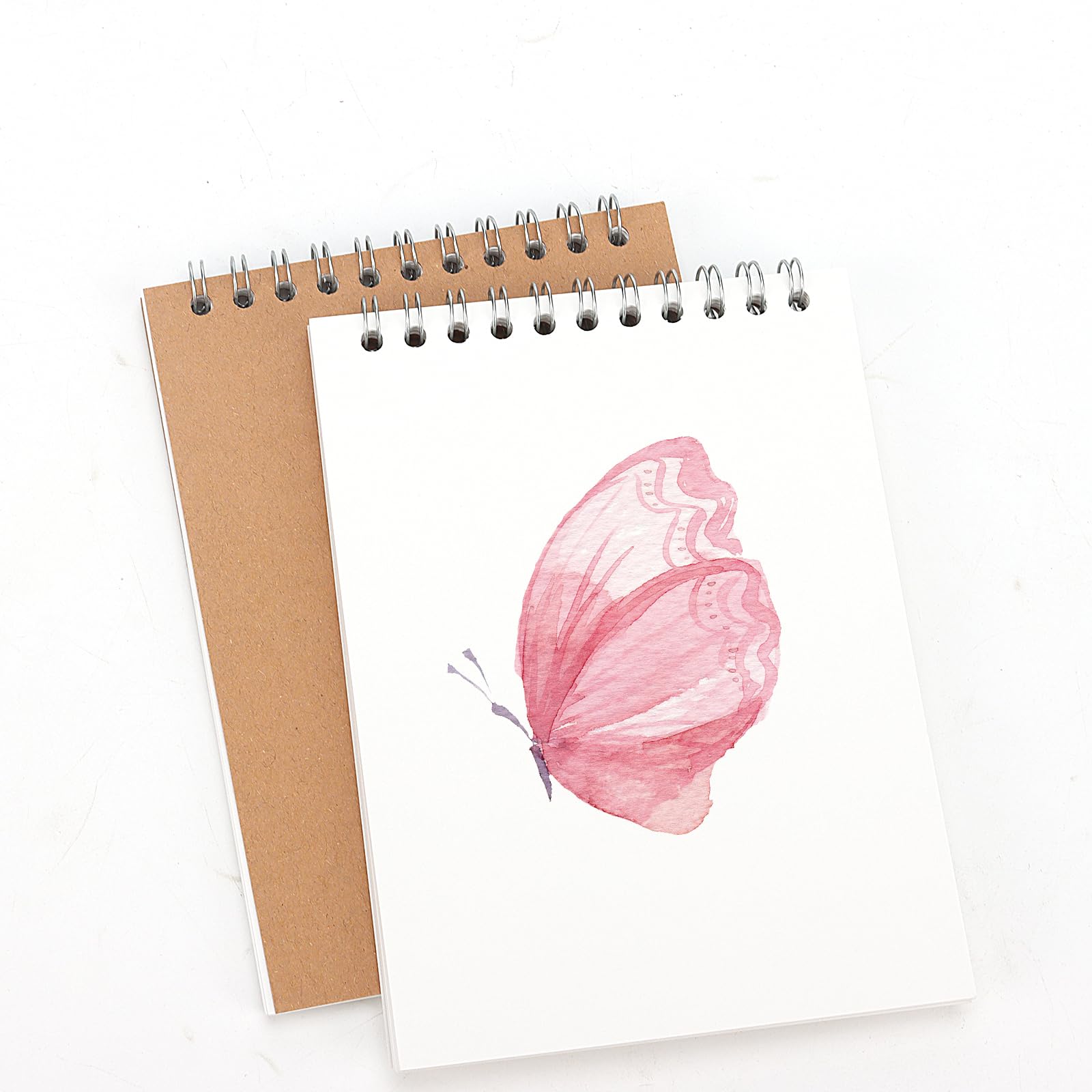 SOUJAP - Cuaderno de bocetos en espiral (A6, 60 hojas/120 páginas, cuaderno de dibujo en espiral, cuaderno de dibujo kraft con encuadernación superior para bocetos, dibujo y escritura