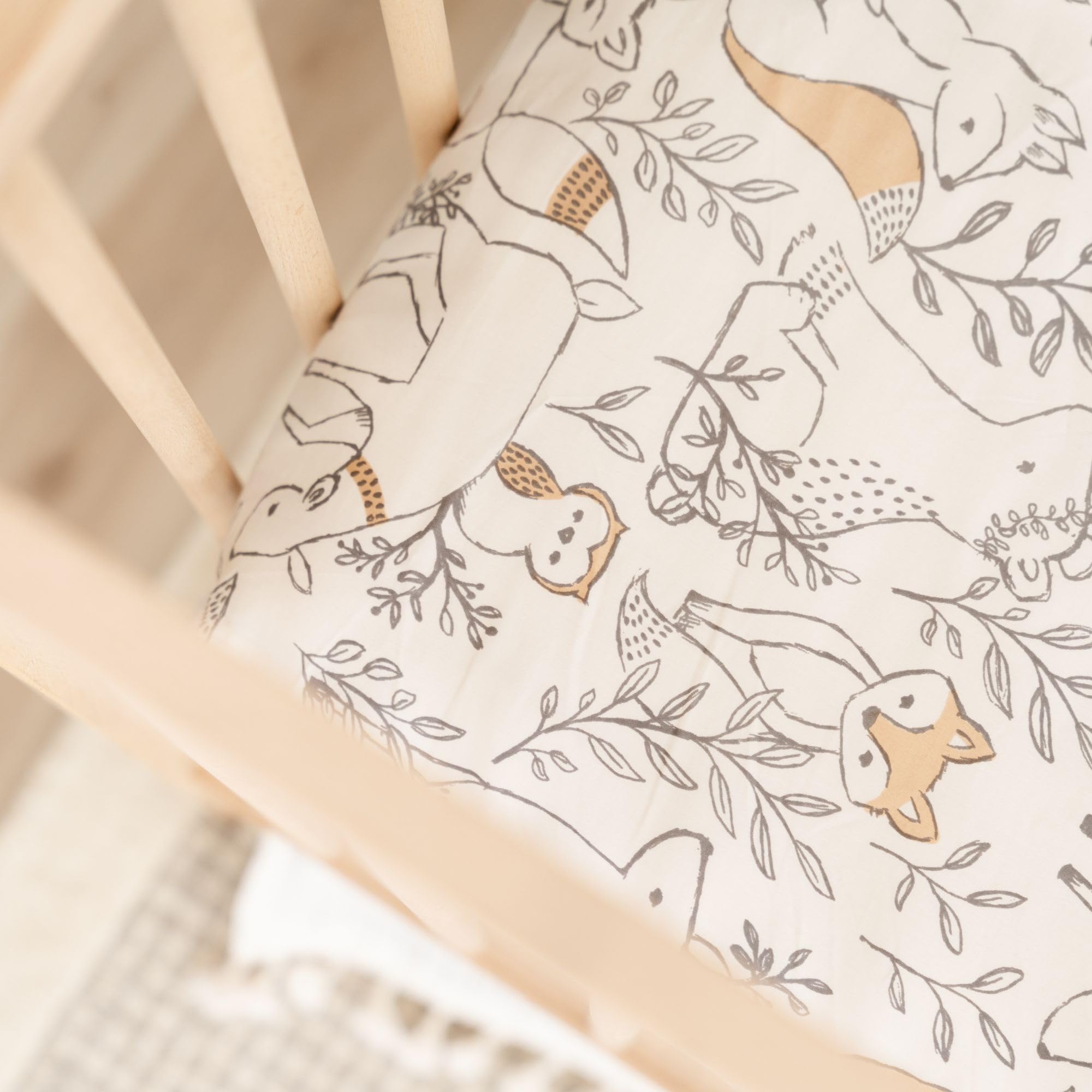 Crane Baby Lenzuolo con angoli per culla, 100% raso di cotone, unisex, traspirante, per materasso standard da culla, essenziale per neonato
