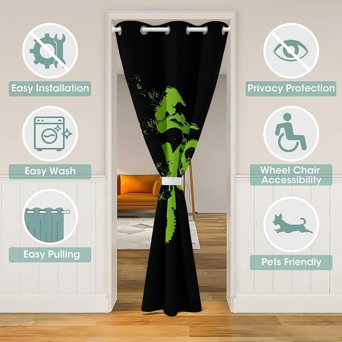 Motocross Door Curtain for Doorway Privacy,Dirt Bike Motorbike Closet Door Cover Curtain for Bedroom Living Room,Extreme Sports Insulated Thermal Curtain,Room Divider Curtain Cover 34"x80" 1 Panel