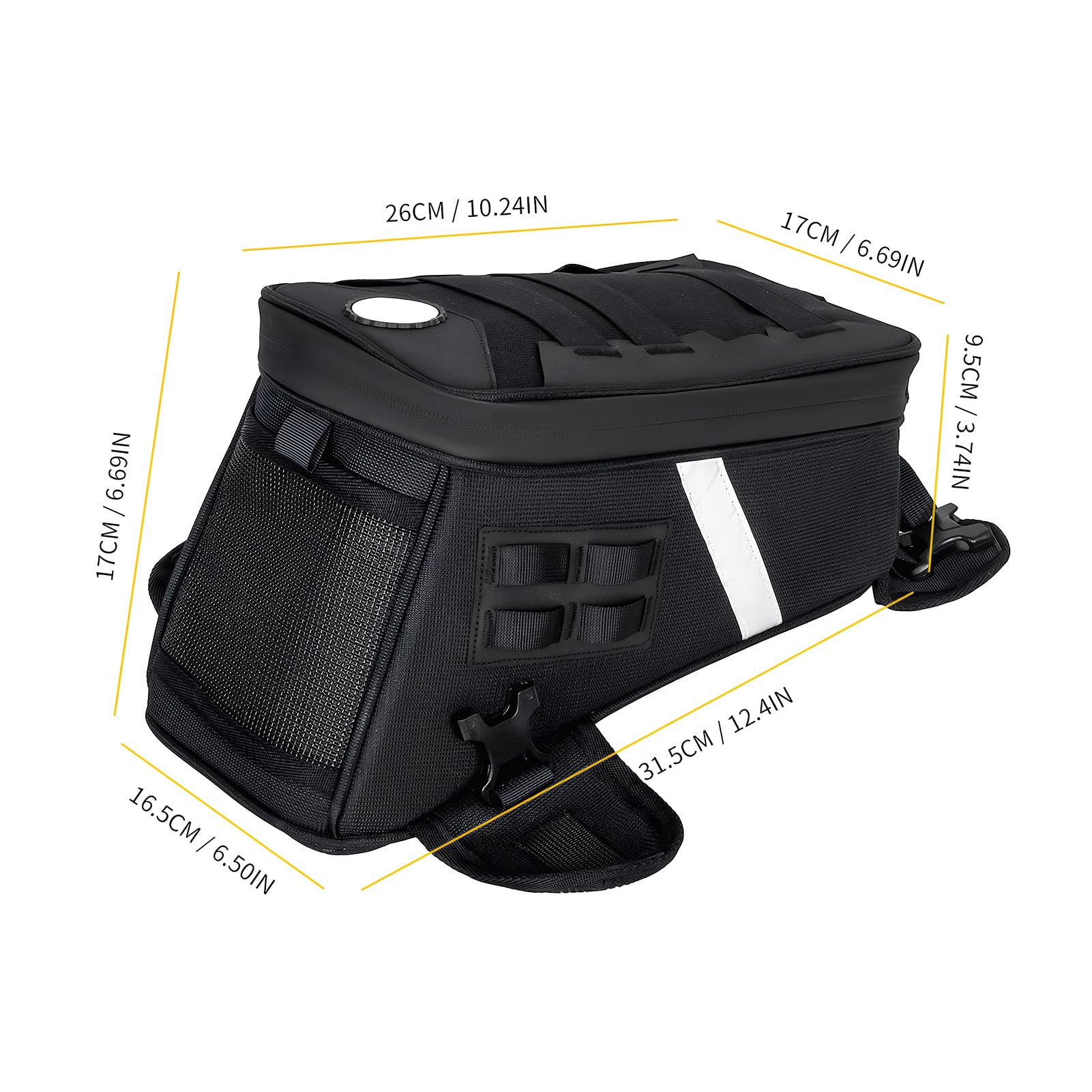 Generisch Zaino da serbatoio da moto da 5 l, borsa a tracolla antiscivolo con riflettente e elastica, pratico per moto, bicicletta, escursionismo, fitness, viaggi per uomini e donne