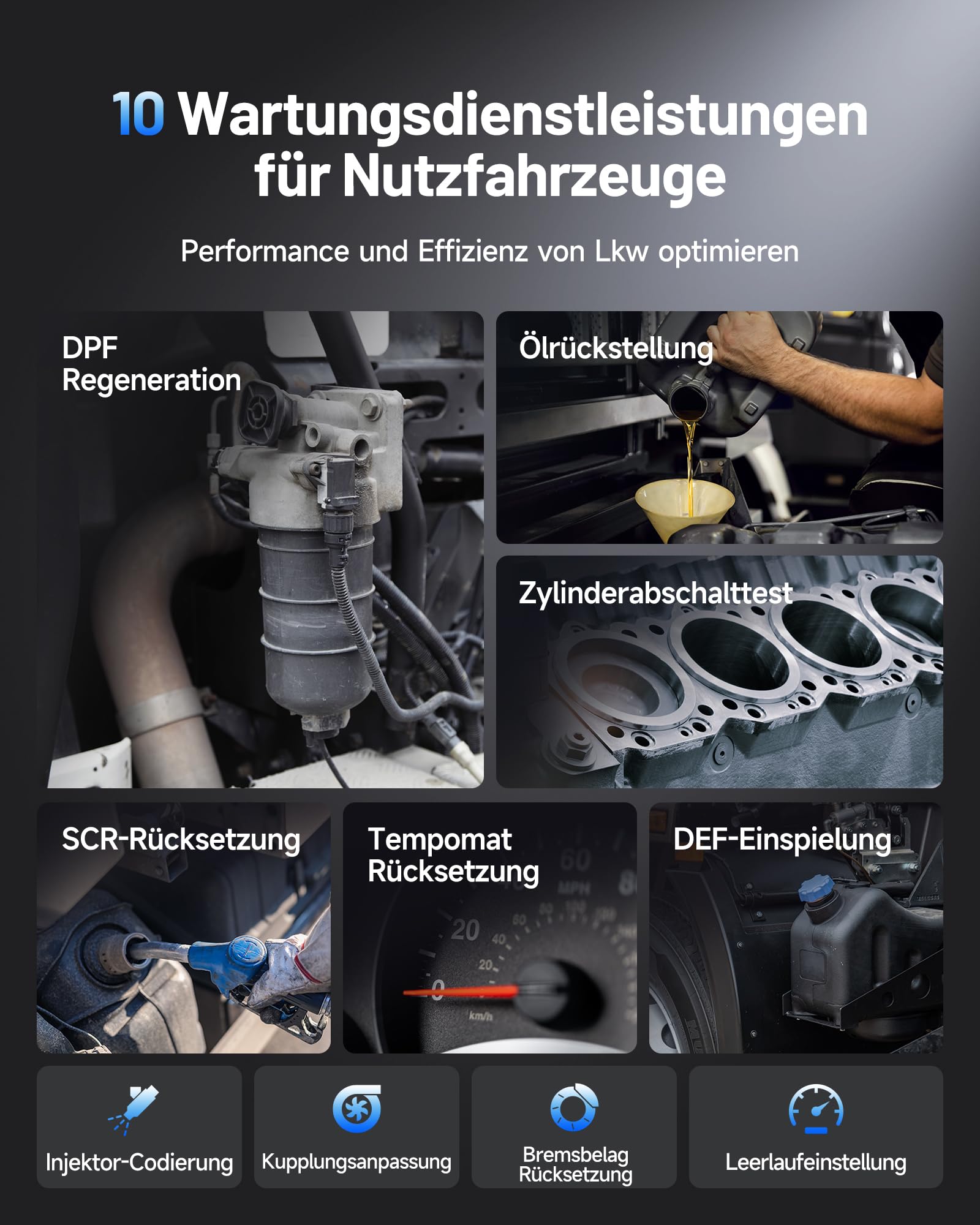 TOPDON ArtiDiag HD LKW Diagnosegerät, Professionelles LKW Scanner für Schwerlastfahrzeuge, 10 Rückstellservice inkl. DPF-Regeneration, HD OBD/EOBD, Heavy Duty Truck, 2 Jahre Updates